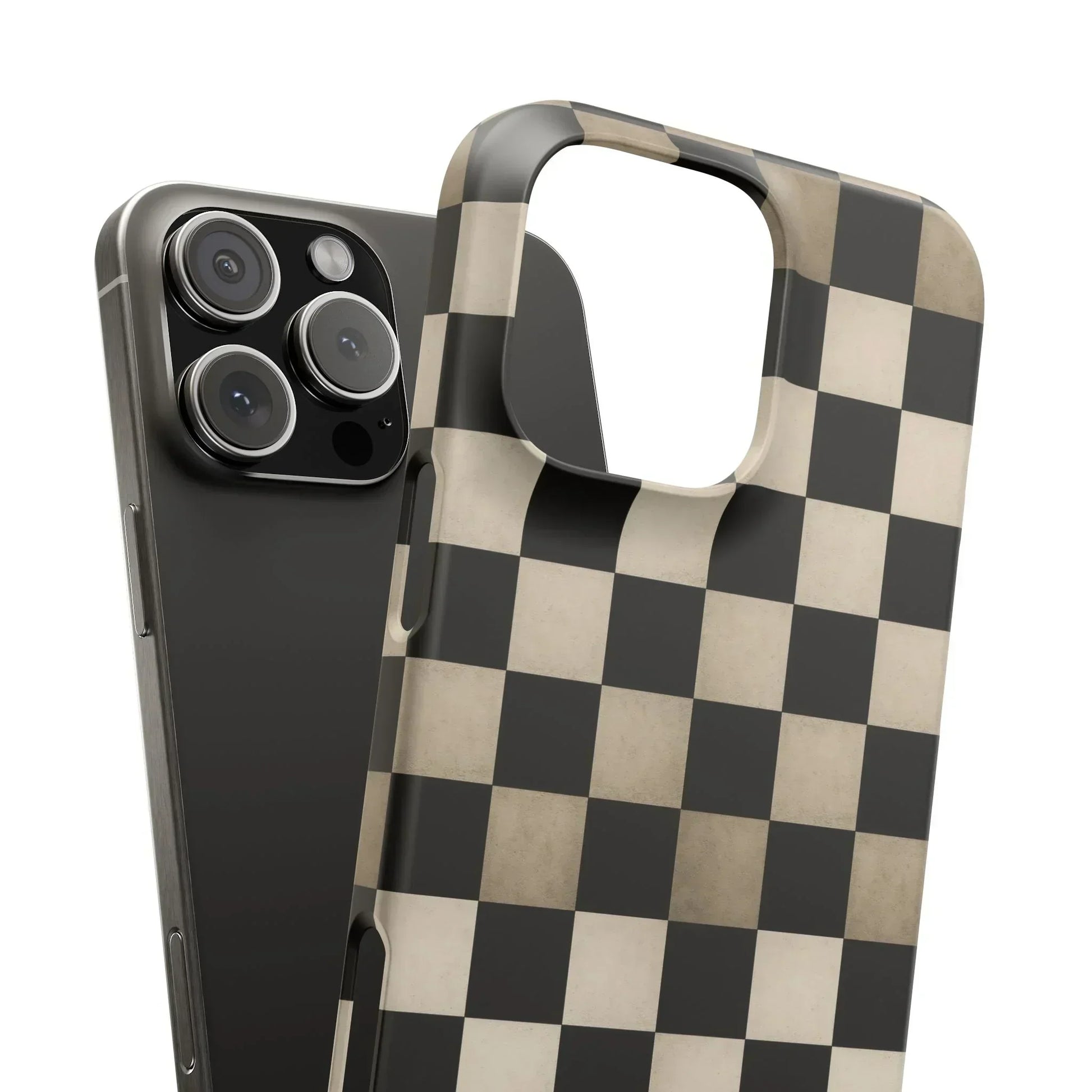 Stylish Matte Checker Phone Case for iPhone 7-16 and Samsung Galaxy S10-S24 Models - KarArmDesign