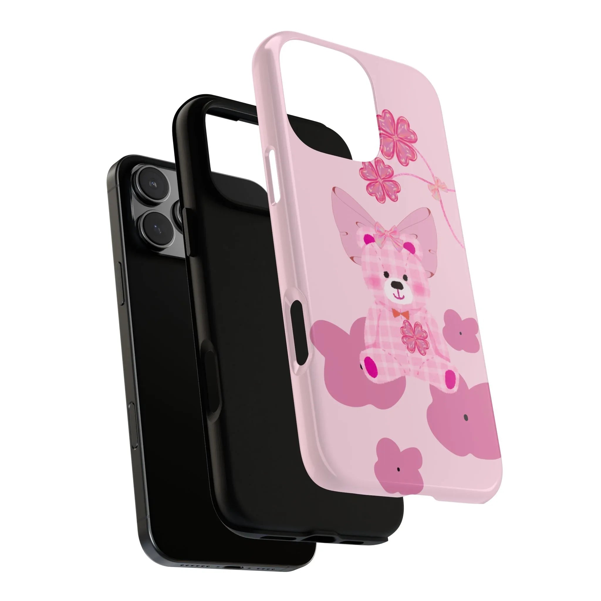 Pink Teddy Bear Phone Cases for iPhone, Pixel and Galaxy - KARARMDESIGN