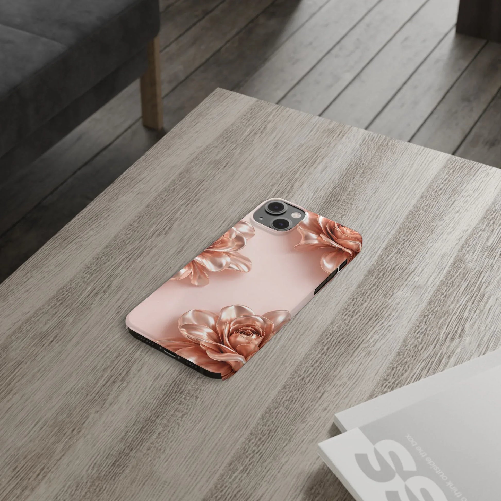 Blush Metallic Flower Case for iPhone 11-17 - KARARMDESIGN