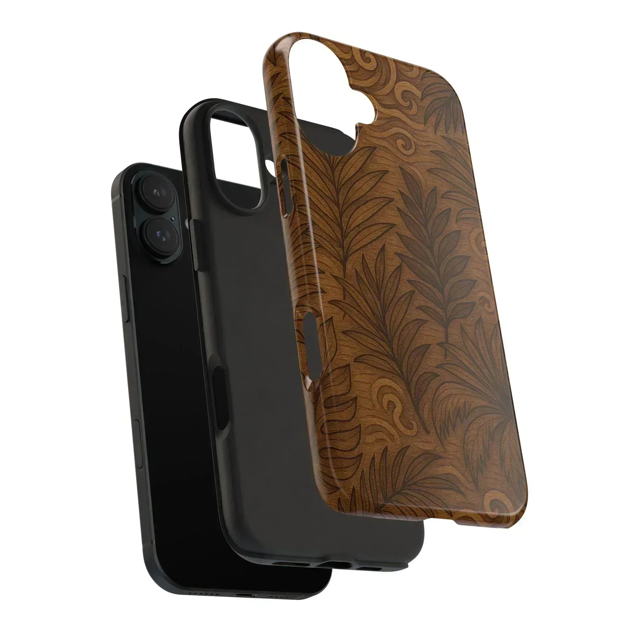 Wood Leaf Armor Phone Case for iPhone and Galaxy - KARARMDESIGN