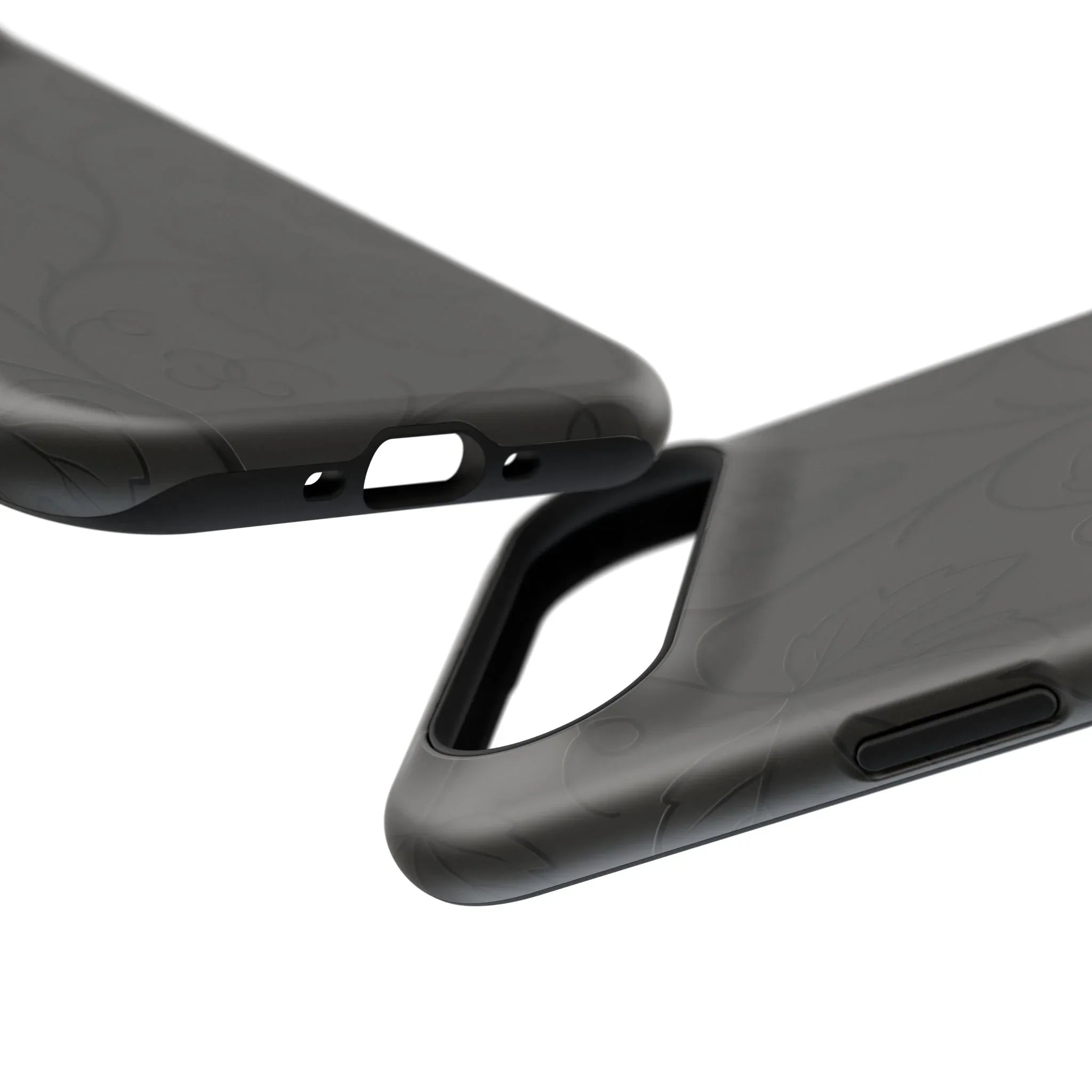 Elegant Embossed Grape Leaf Black Phone Case for iPhone and Galaxy - KARARMDESIGN