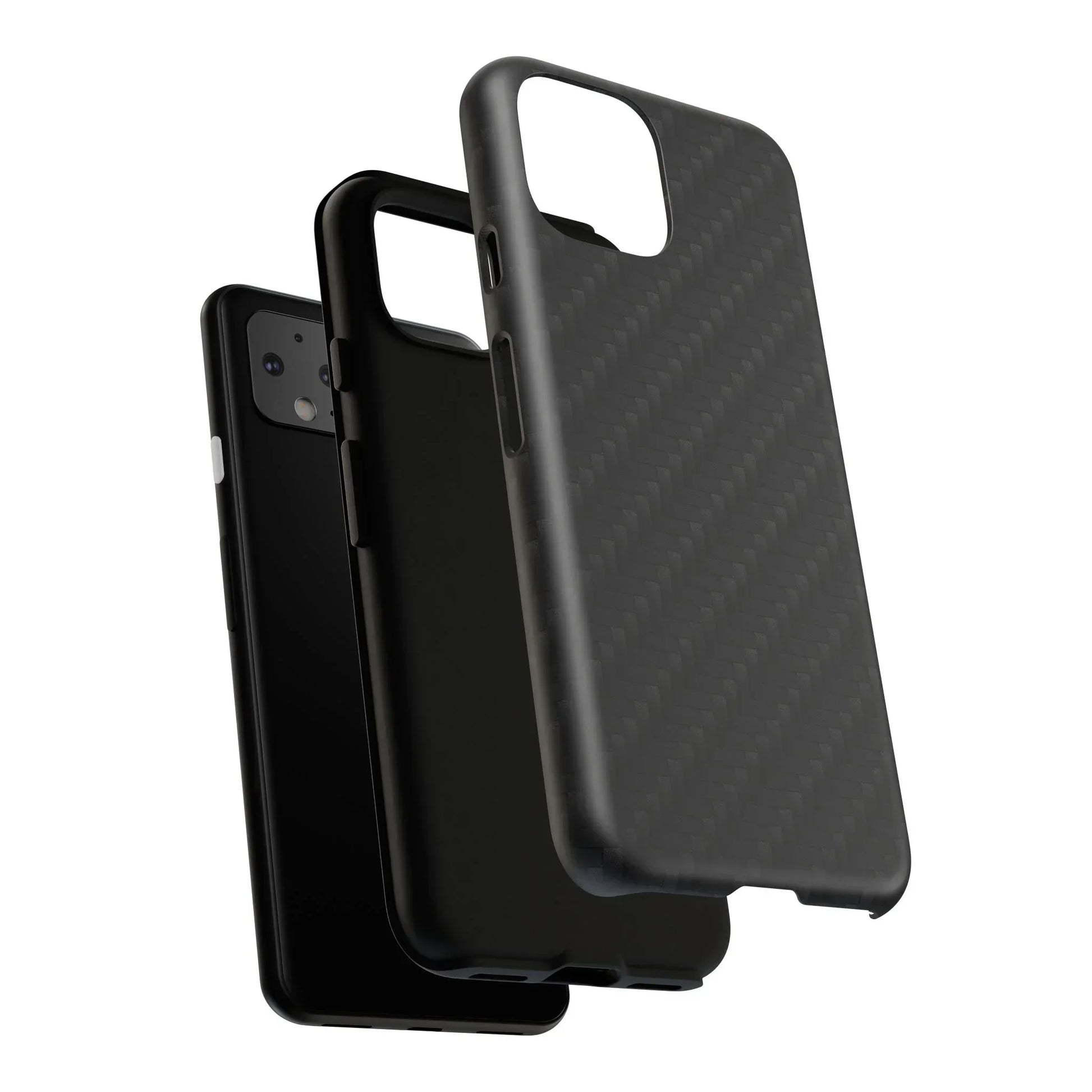 Black Carbon Phone Case Tough Case for iPhone 8-16 and Google Pixel up to 9 Models - KarArmDesign