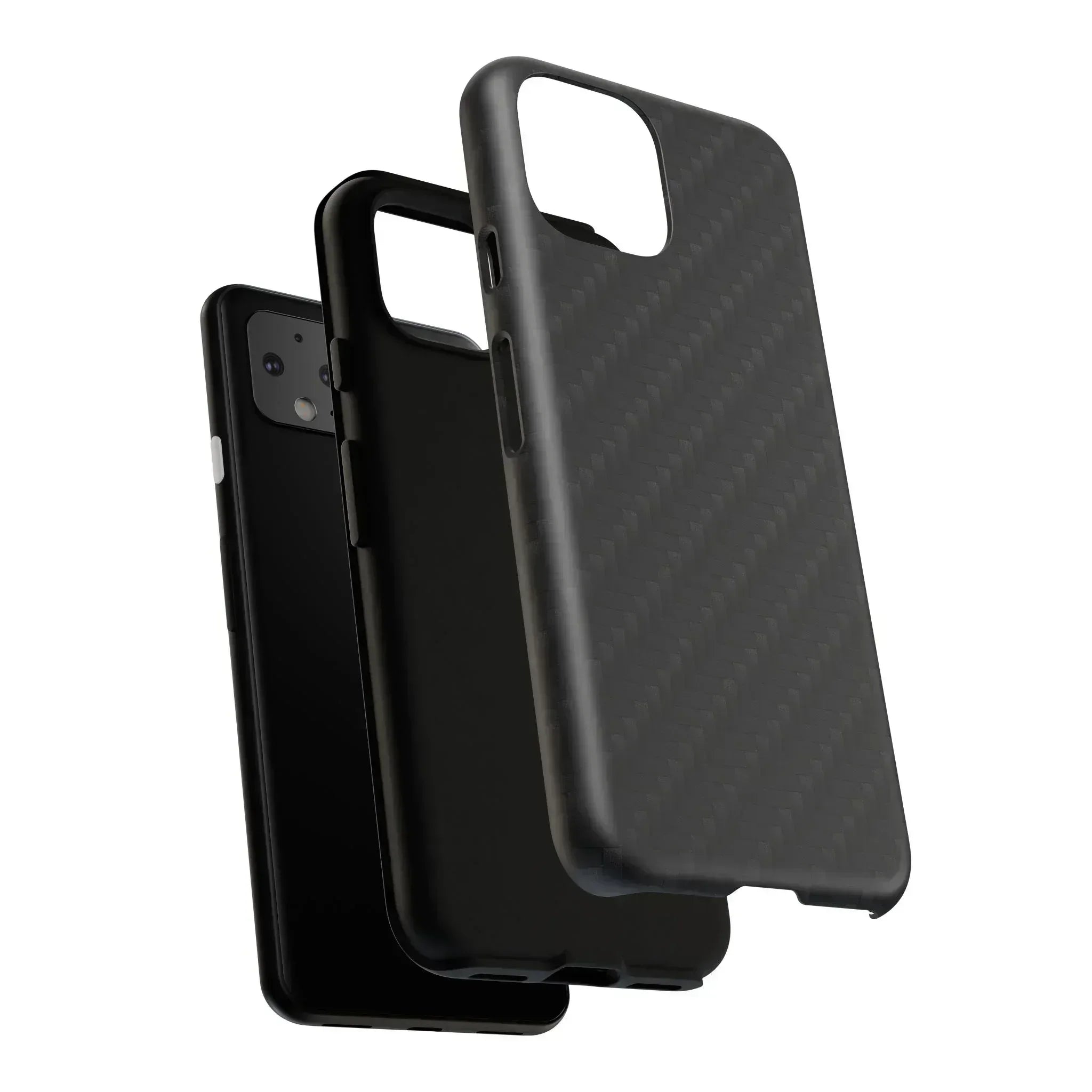 Black Carbon Phone Case for iPhone 8-16 and Google Pixel up to 9 - KARARMDESIGN