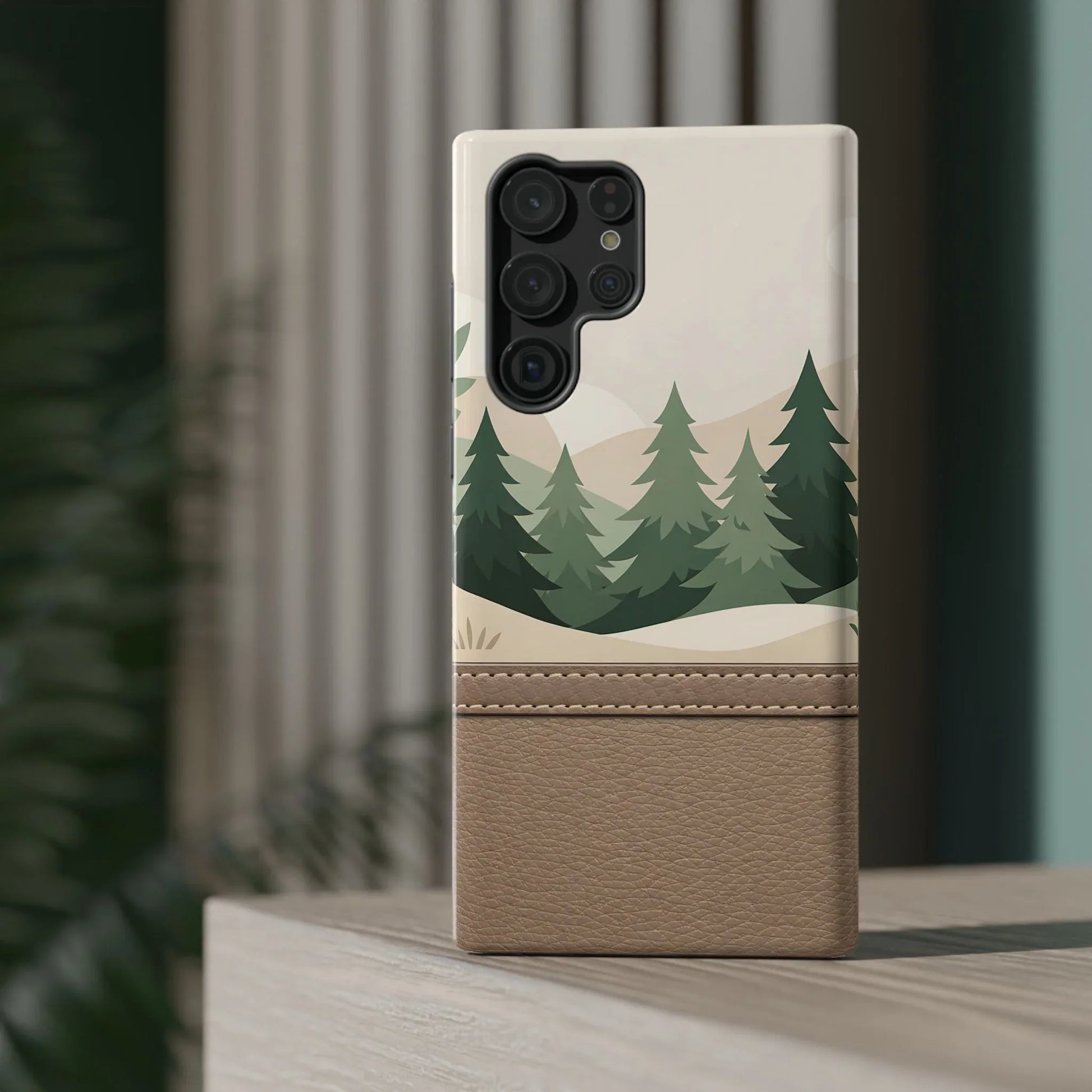 Forest Leather Phone Case for iPhone 11-17 and Galaxy S21-S25 - KARARMDESIGN