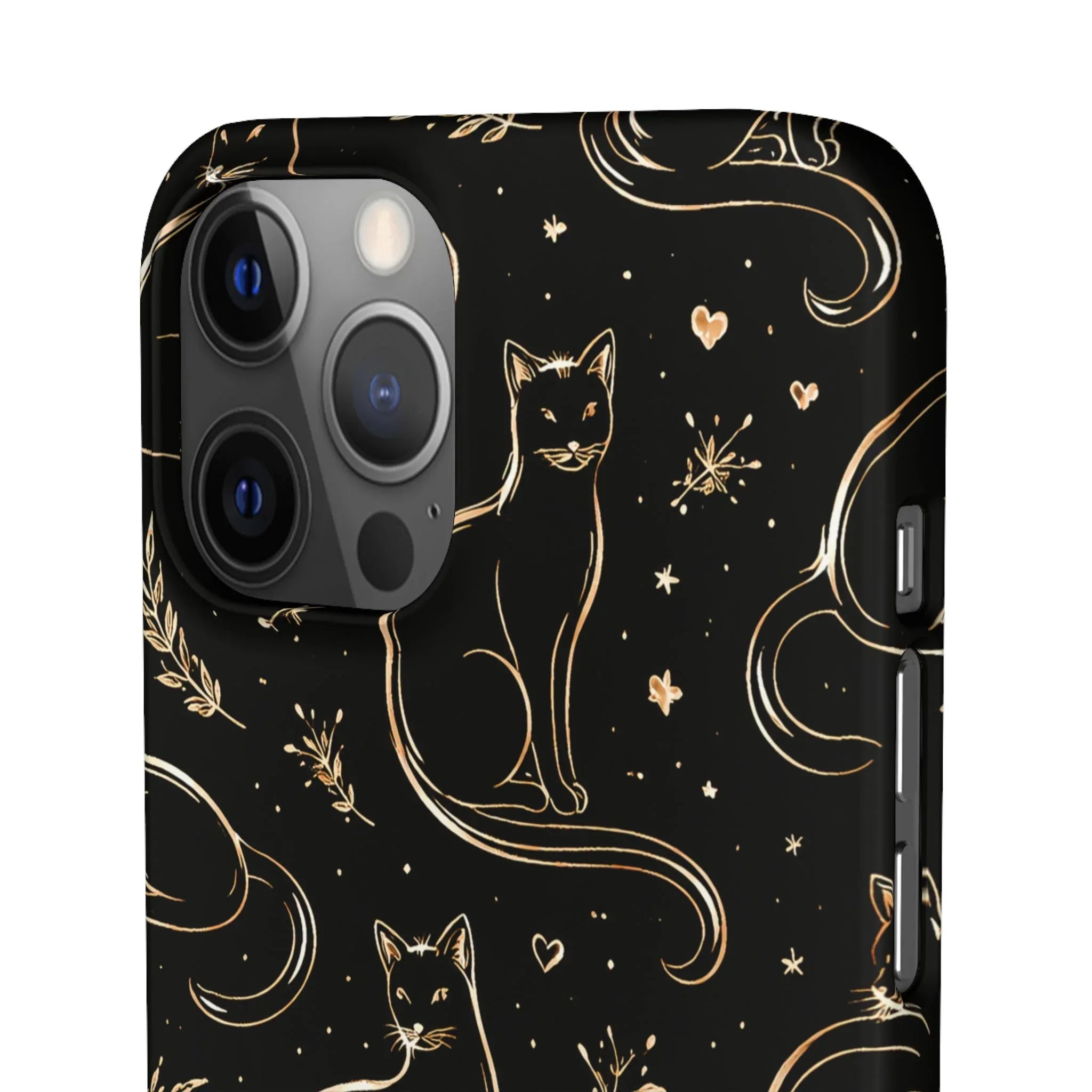 Golden Cat Pattern Phone Case for iPhone 11–17 & Galaxy S21–S25 - KARARMDESIGN