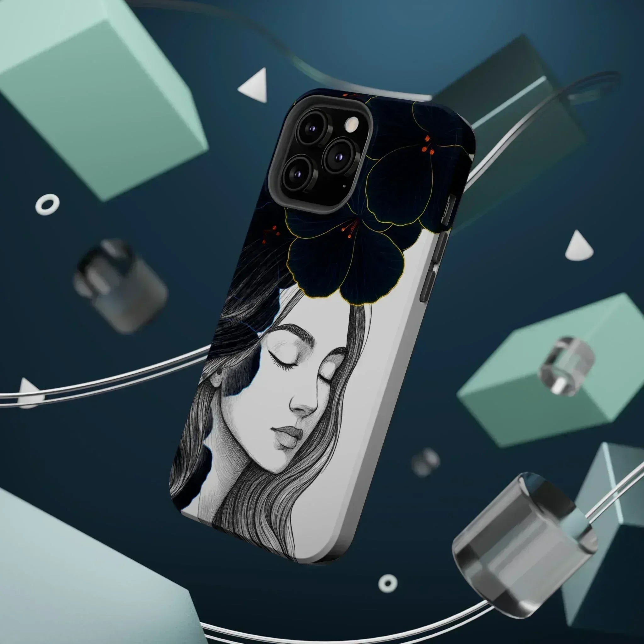 Dark Floral Elegance Phone Case for iPhone 13-16 - KARARMDESIGN