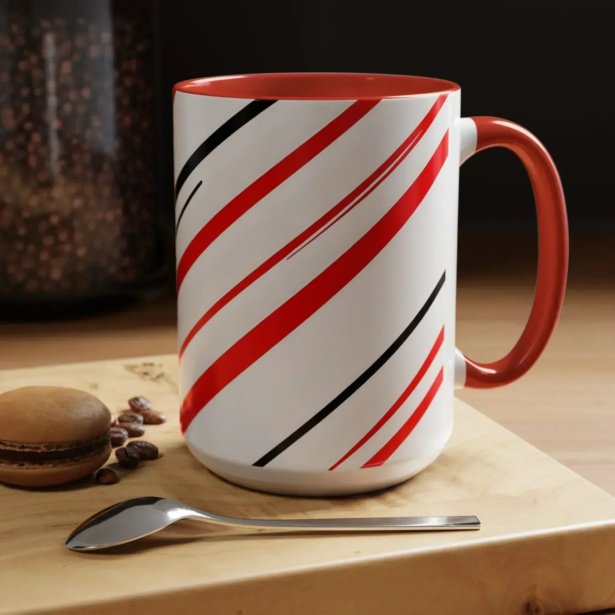 Bold Elegance – Red & Black Swirl Accent Coffee Mug - KARARMDESIGN