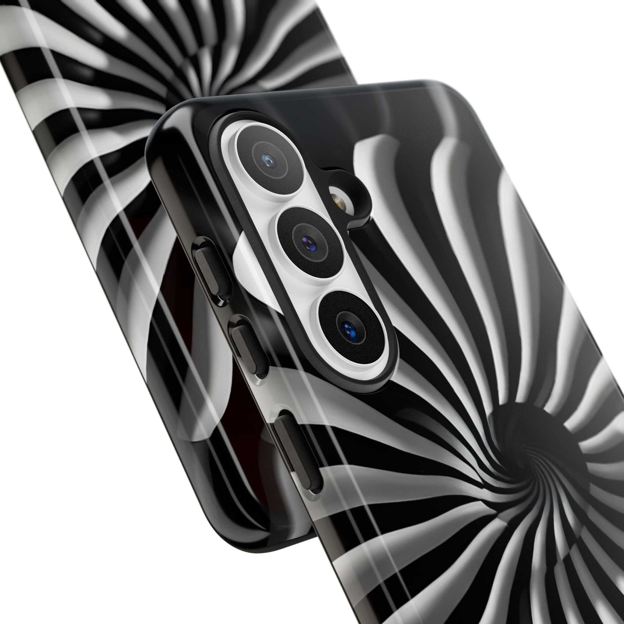 Hypnotic Black and White Spiral Phone Case – Optical Illusion Design for iPhone & Galaxy