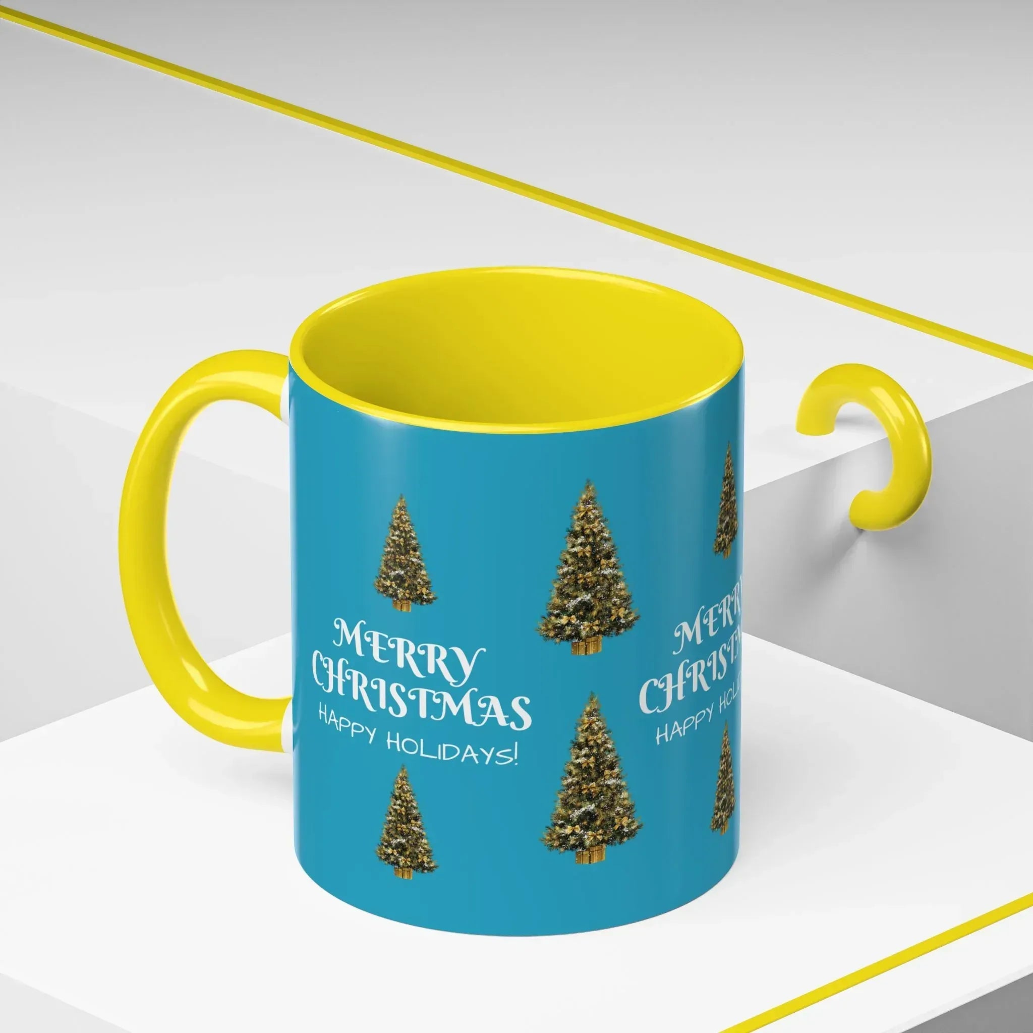 Merry Christmas and Happy Holidays Mug - Accent Coffee Mug (11, 15oz) - KARARMDESIGN
