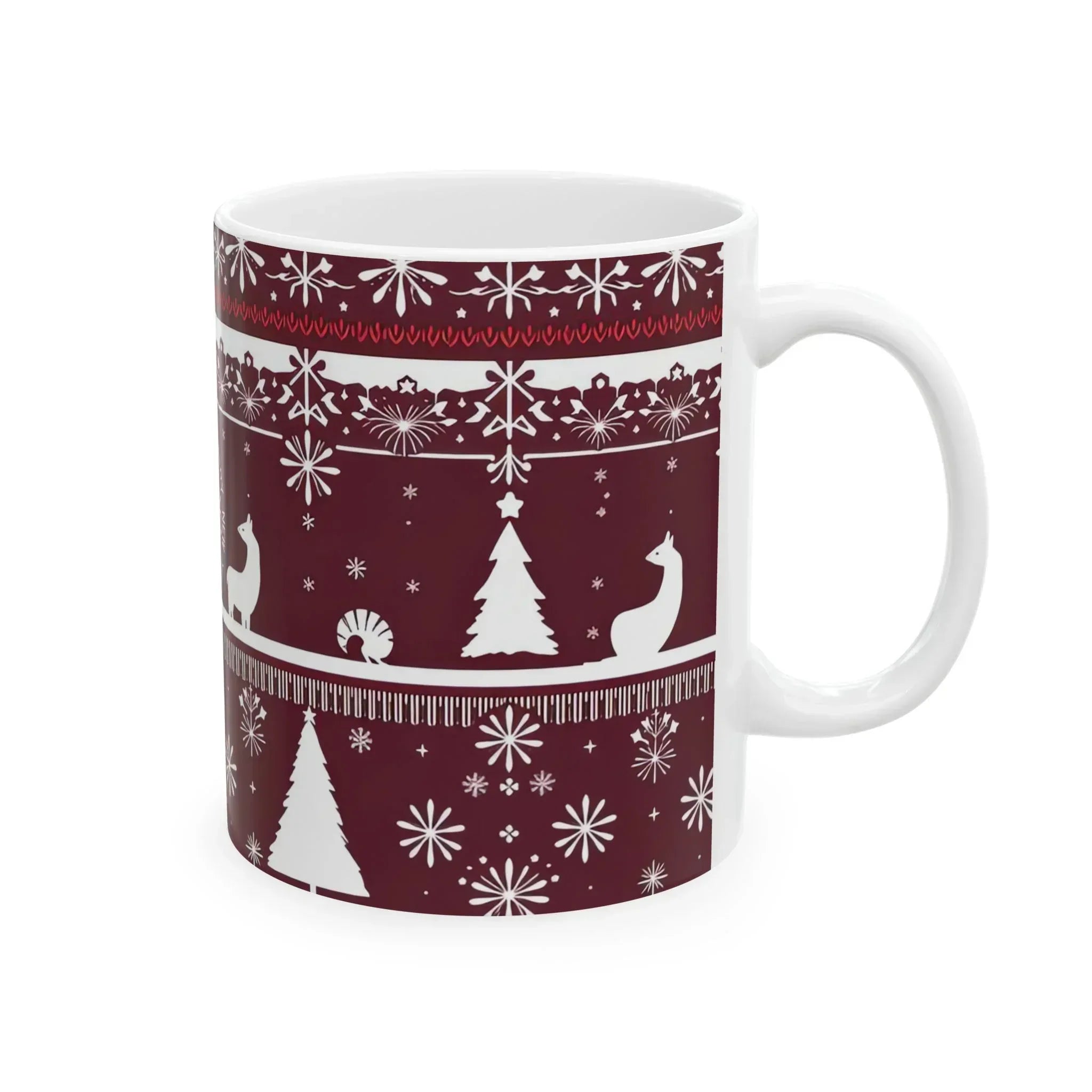 Festive Maroon Mug - Ceramic Mug, (11oz, 15oz) - KARARMDESIGN