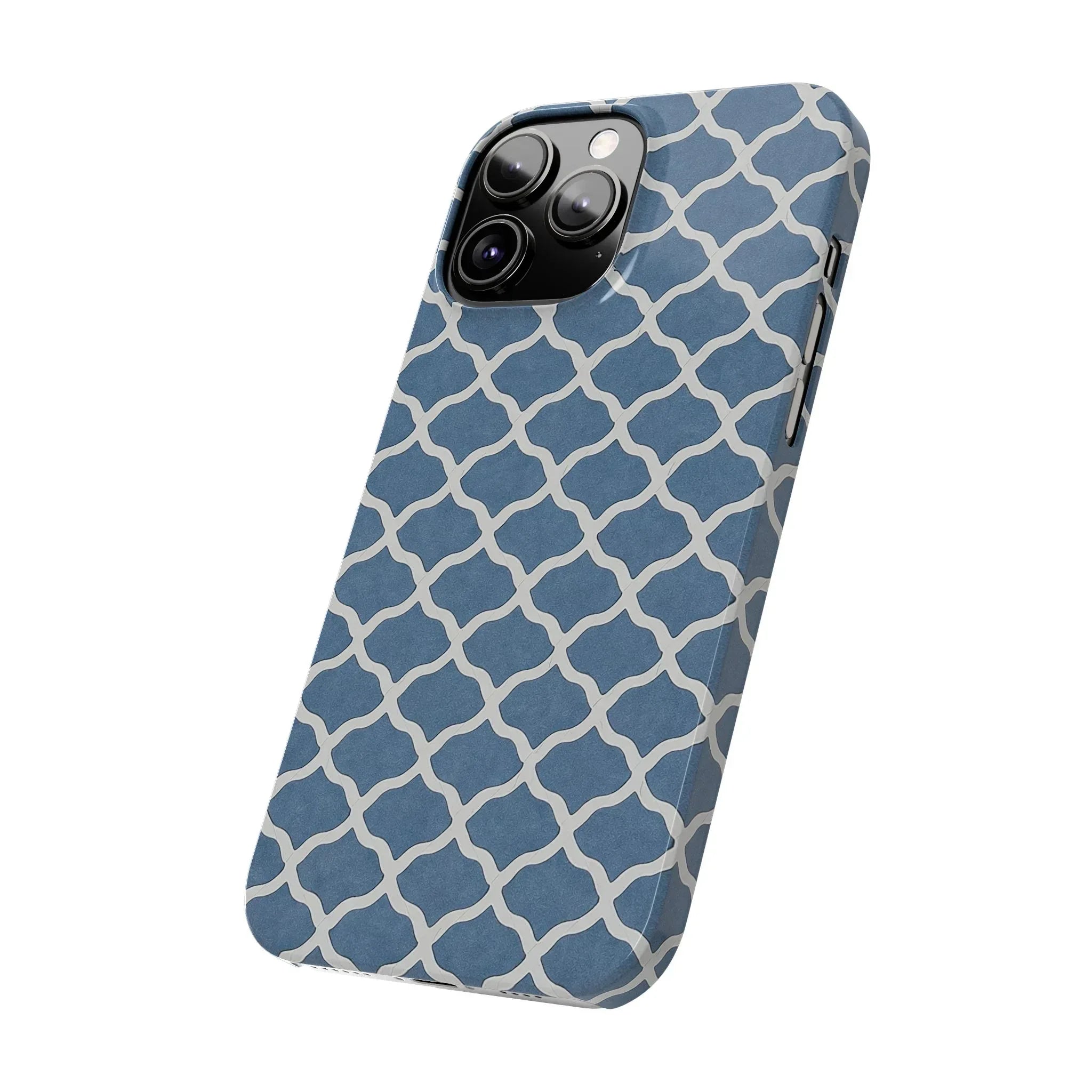 Azure Lattice Pattern Phone Case Slim Phone Cases for iPhone 11-17 - KARARMDESIGN