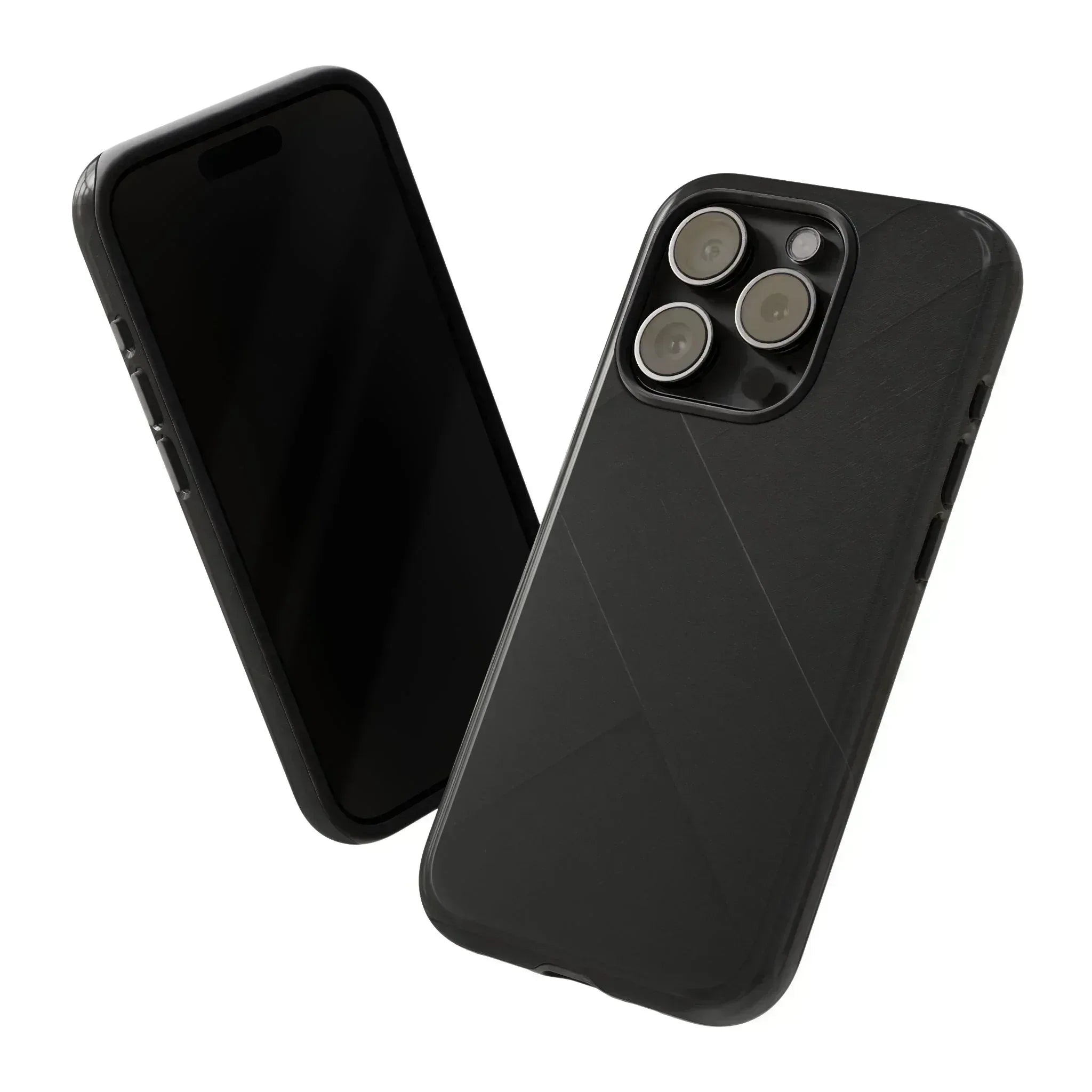 Matte Black Diagonal Line Phone Case for iPhone 8-16 and Galaxy S10-S25 - KARARMDESIGN