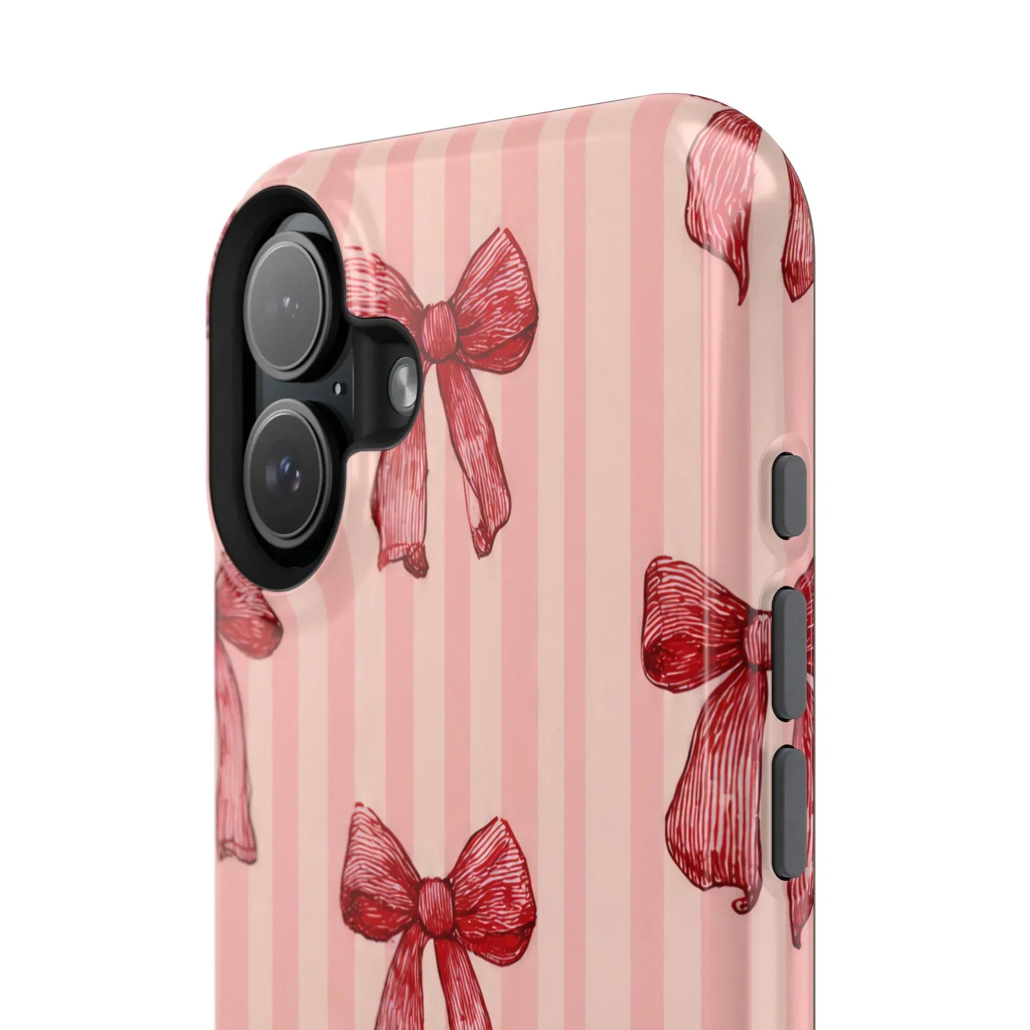 Red Bow Stripe Phone Case for iPhone 11-17 & Galaxy S21-S22 - KARARMDESIGN