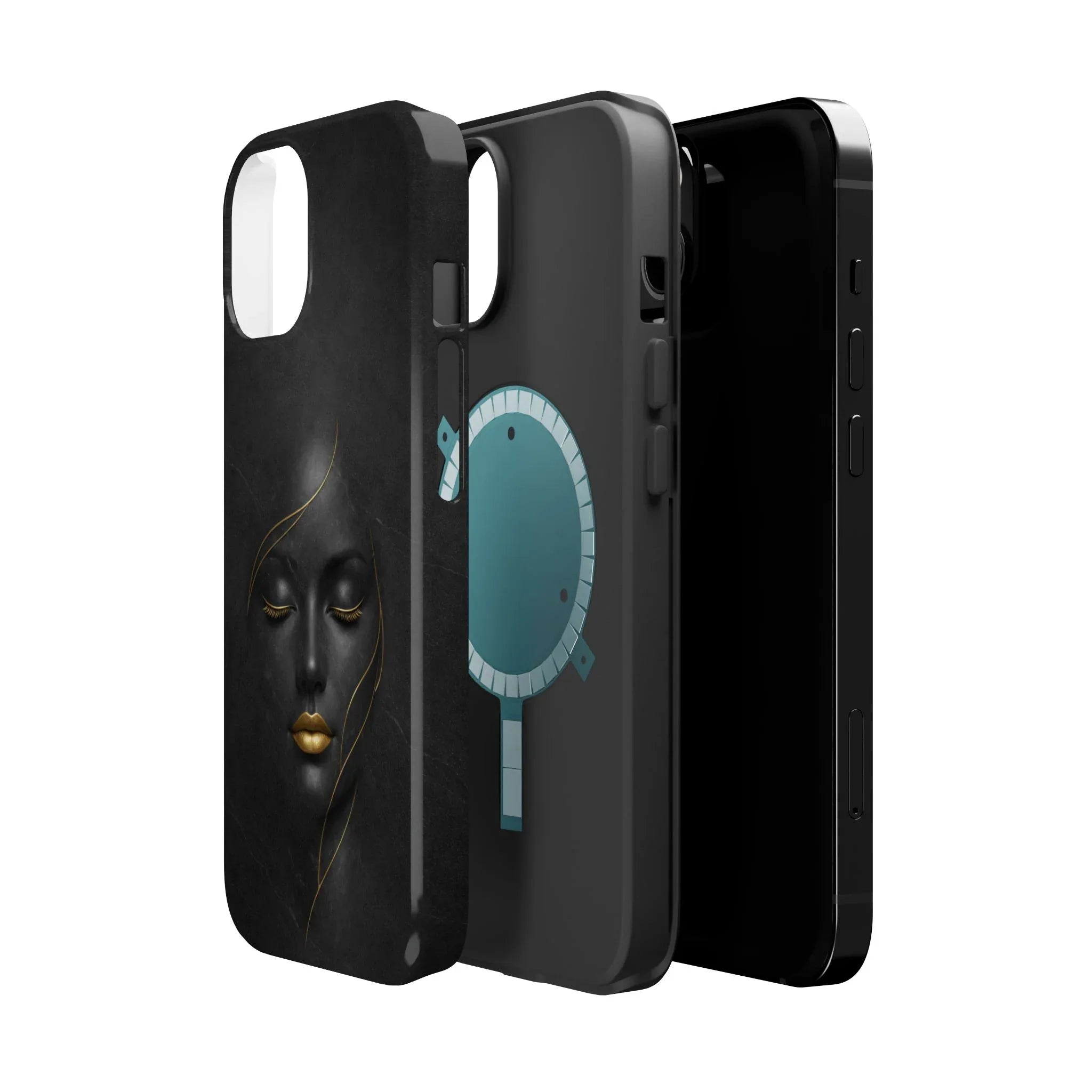 Black Gold Face Phone Case for iPhone 13-17 - KARARMDESIGN