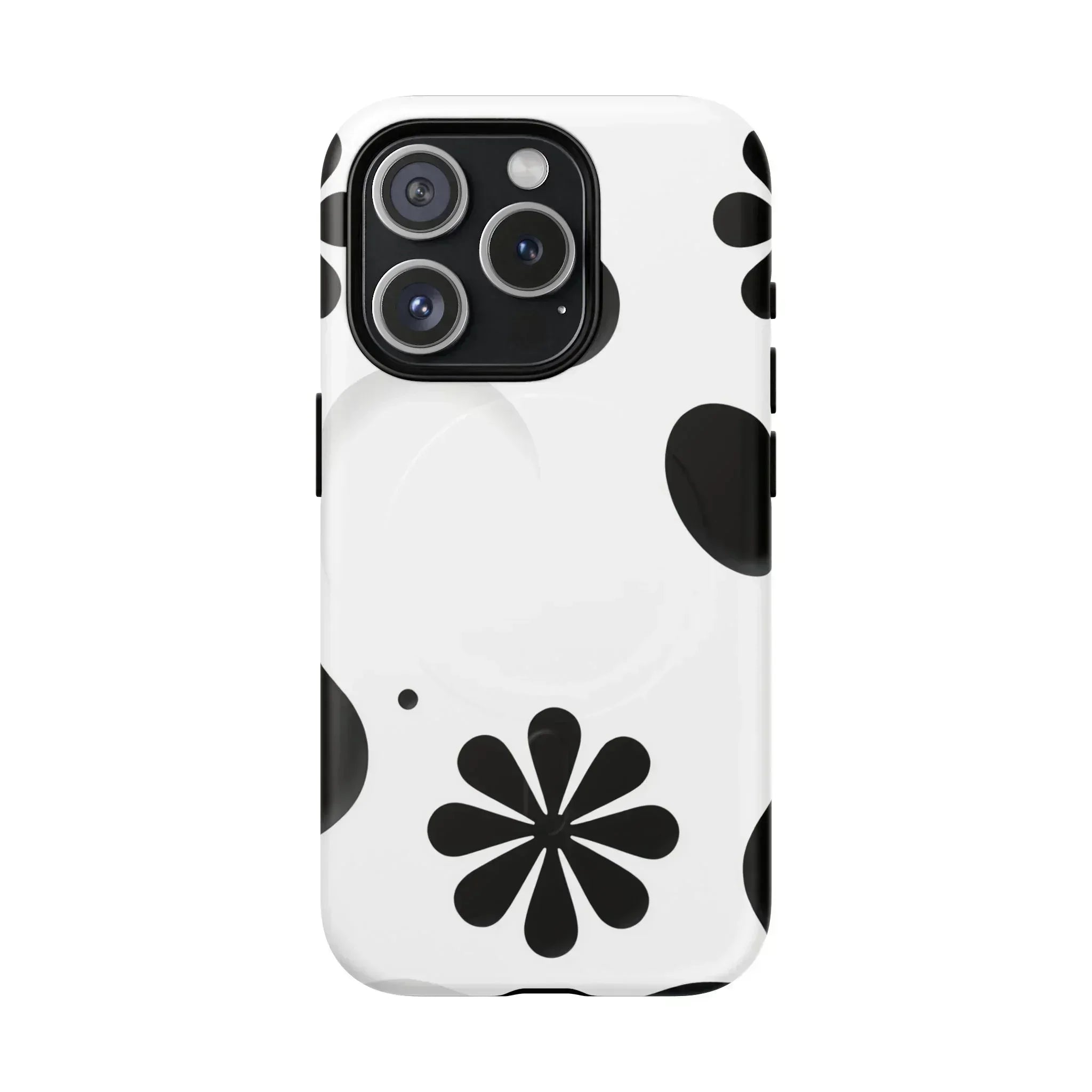Elegant Black Floral Magnetic Phone Case for iPhone 14-16 - KARARMDESIGN