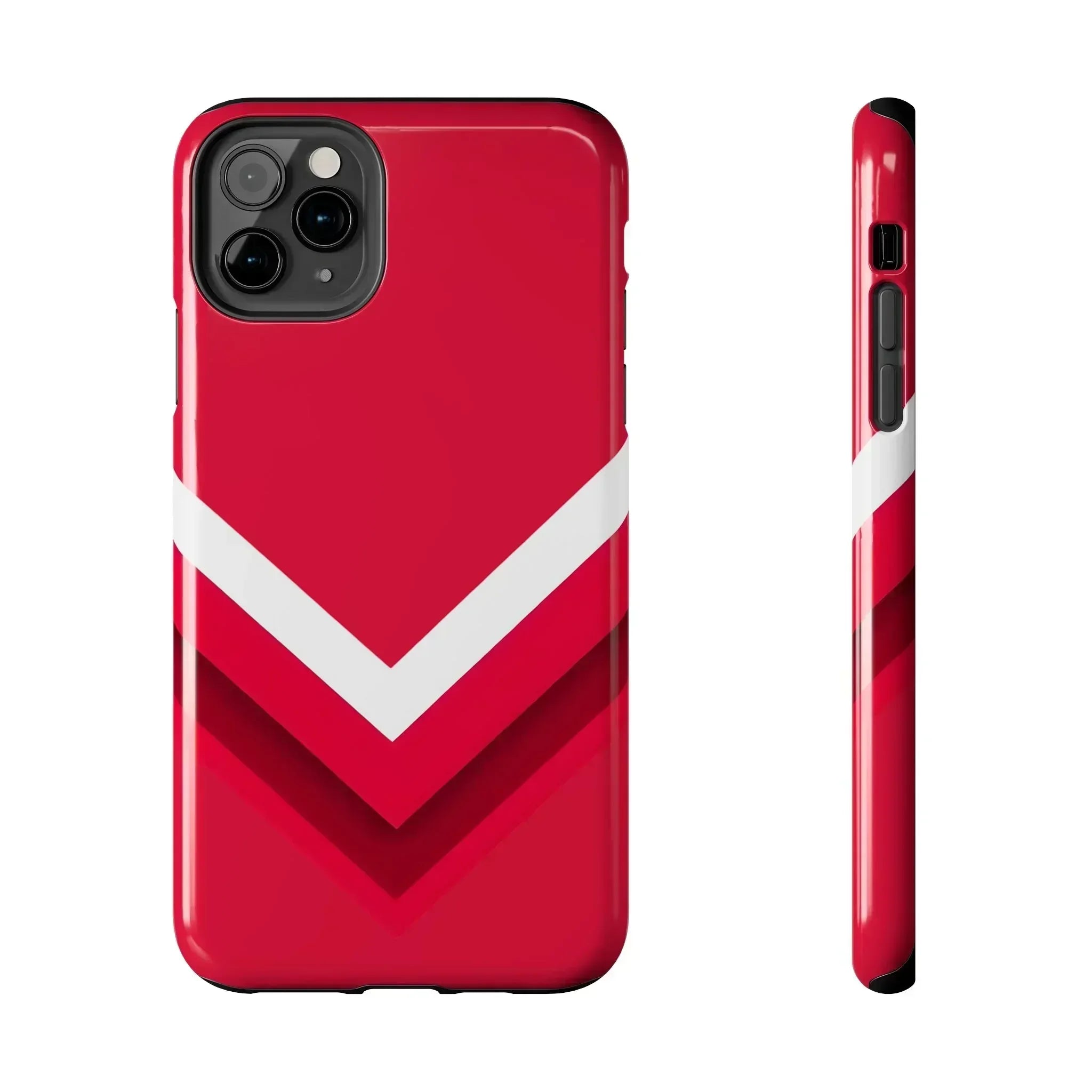 Red Chevron Armor Phone Case for iPhone 11–16 & Galaxy S21–S24 - KARARMDESIGN