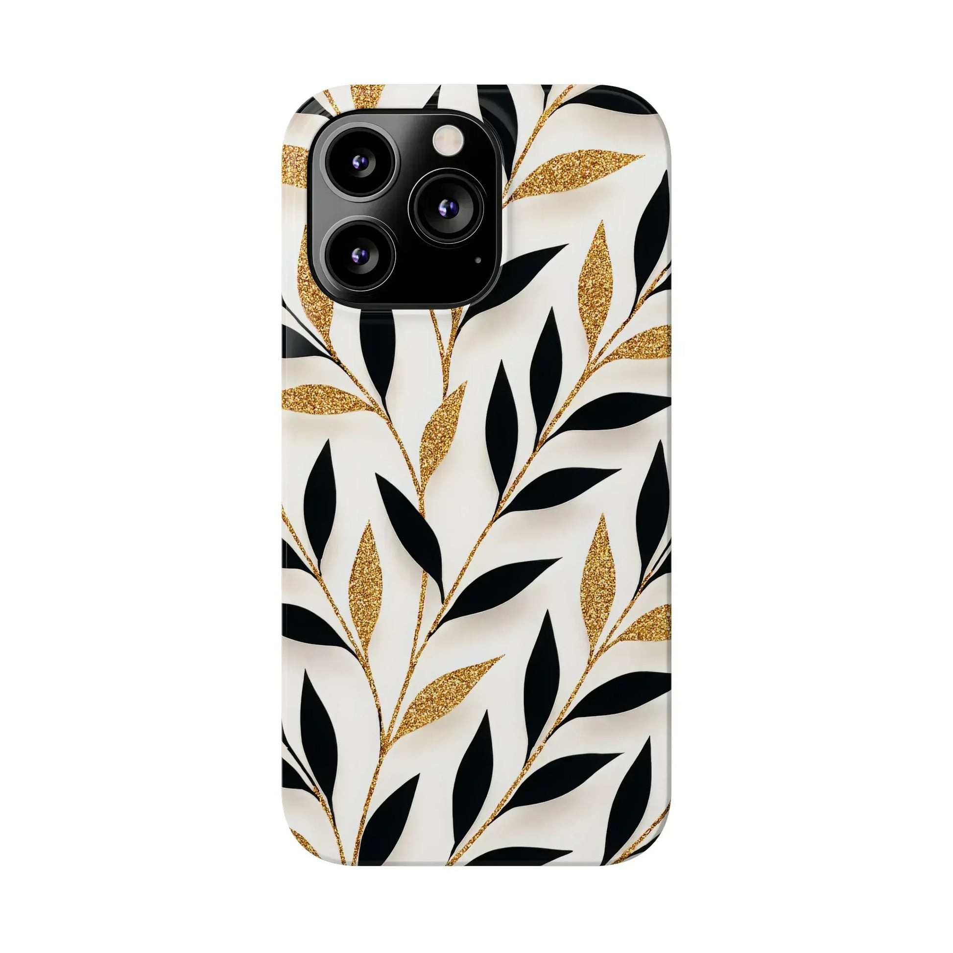 Botanical Gold Leaf Phone Case for iPhone 11-17 - KARARMDESIGN