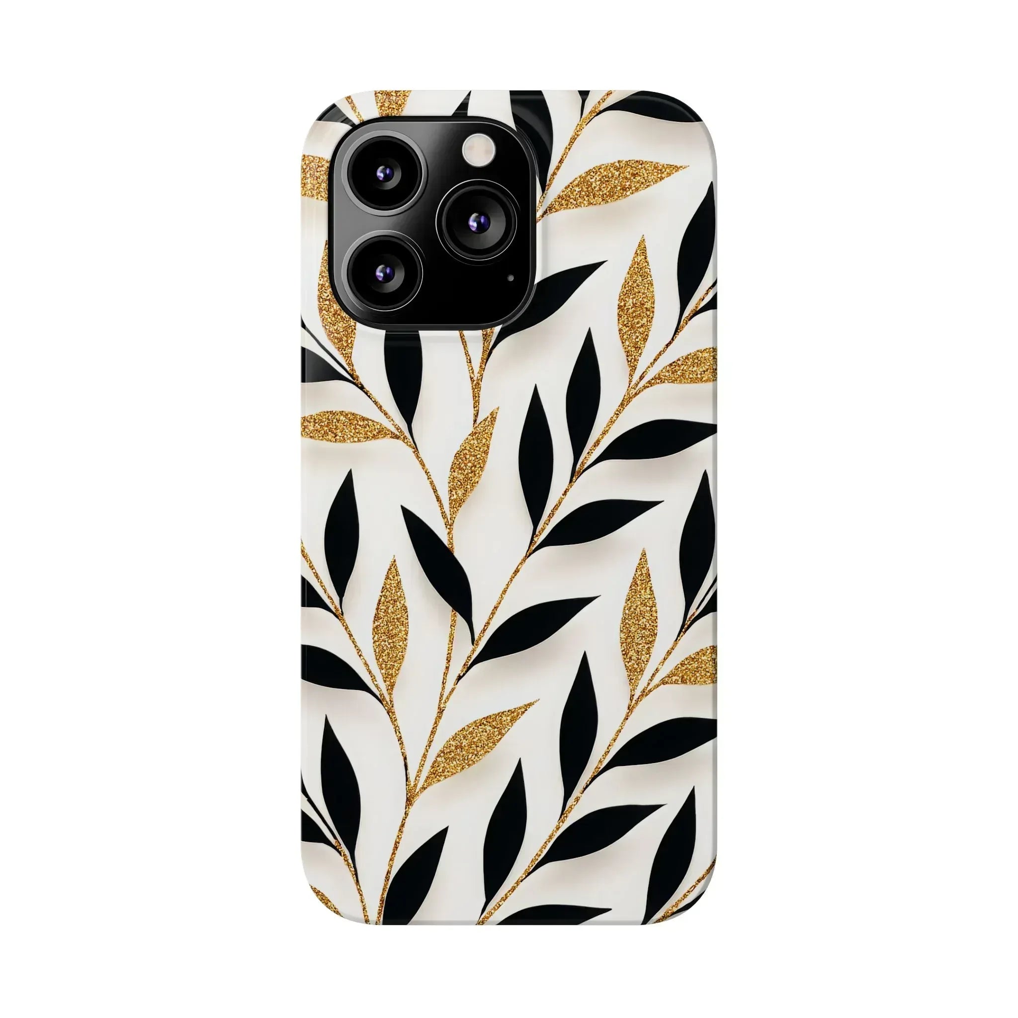Botanical Gold Leaf Phone Case for iPhone 11-17 - KARARMDESIGN