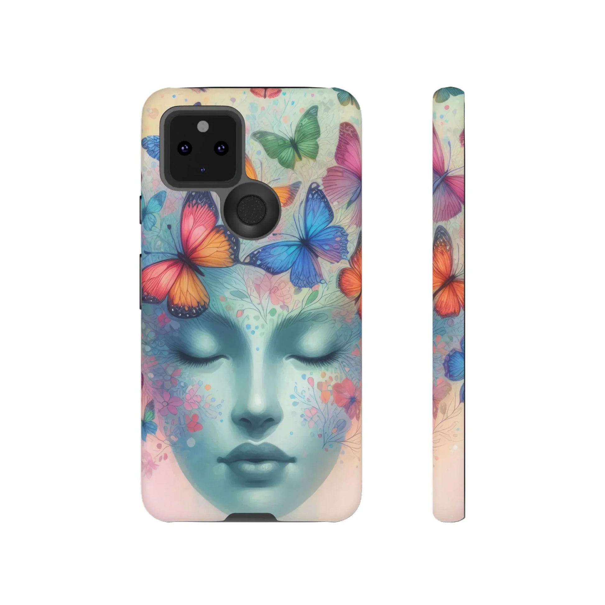 Butterfly Bloom Dreamy Woman Phone Case for Galaxy and Pixel - KARARMDESIGN
