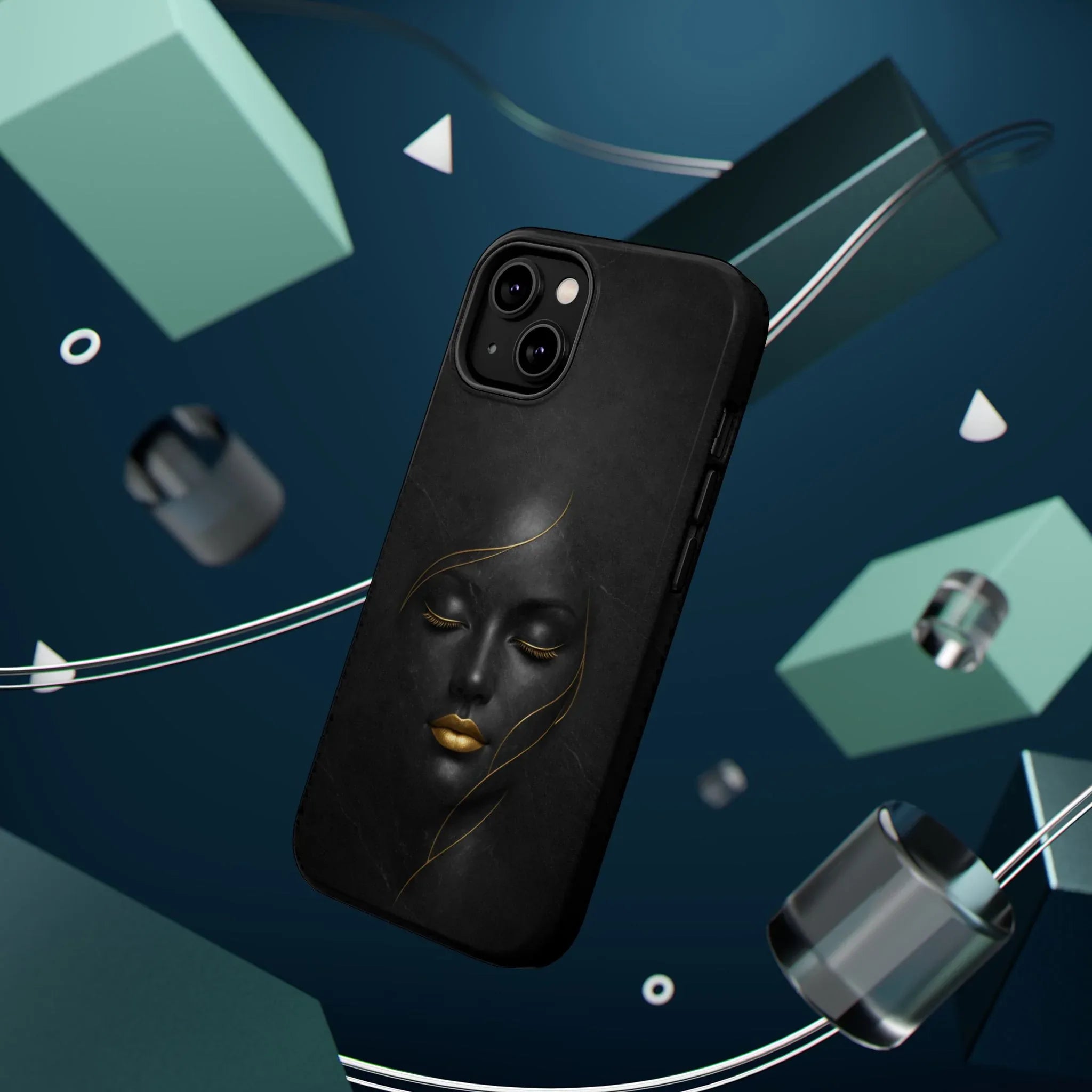 Black Gold Face Phone Case for iPhone 13-17 - KARARMDESIGN