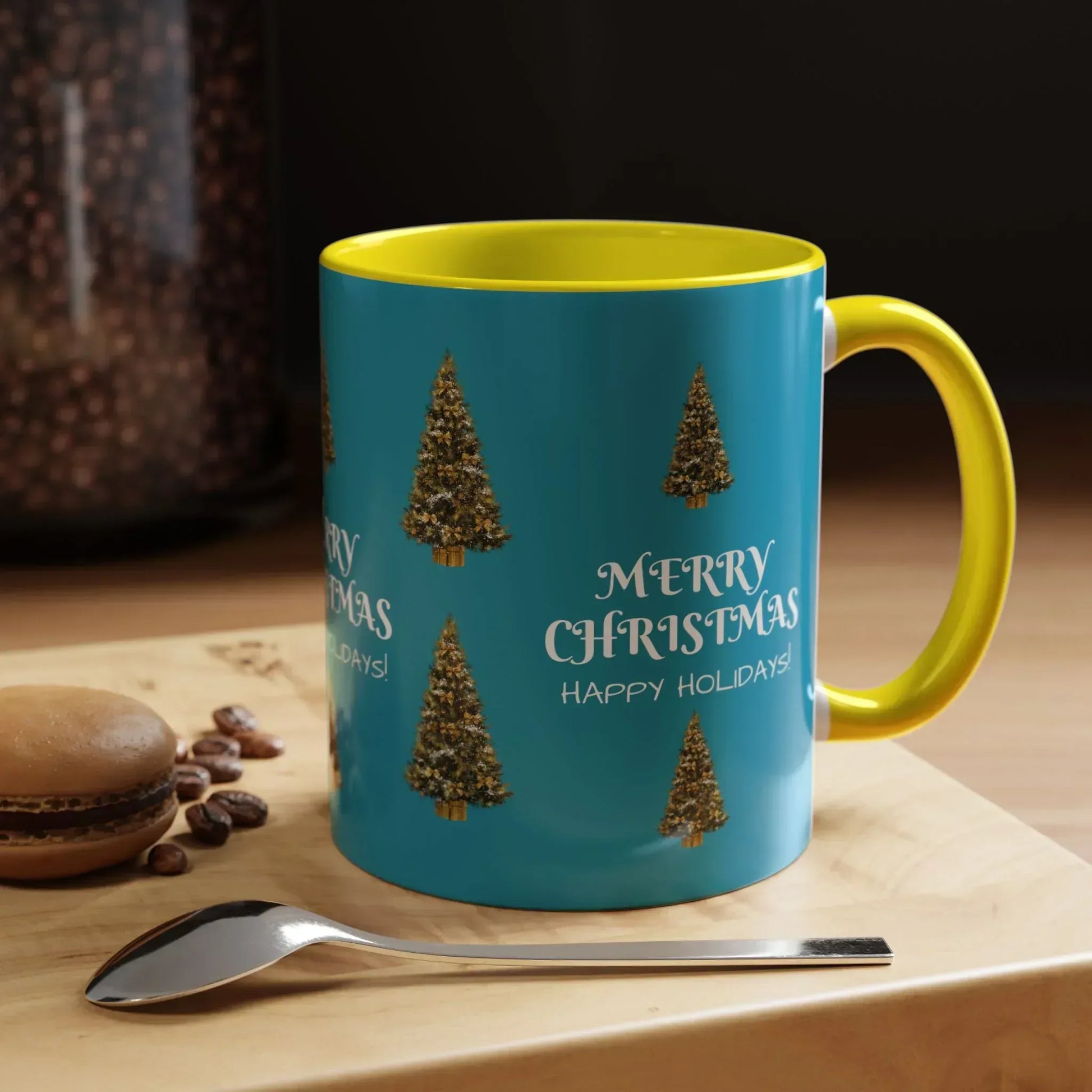 Merry Christmas and Happy Holidays Mug - Accent Coffee Mug (11, 15oz) - KARARMDESIGN