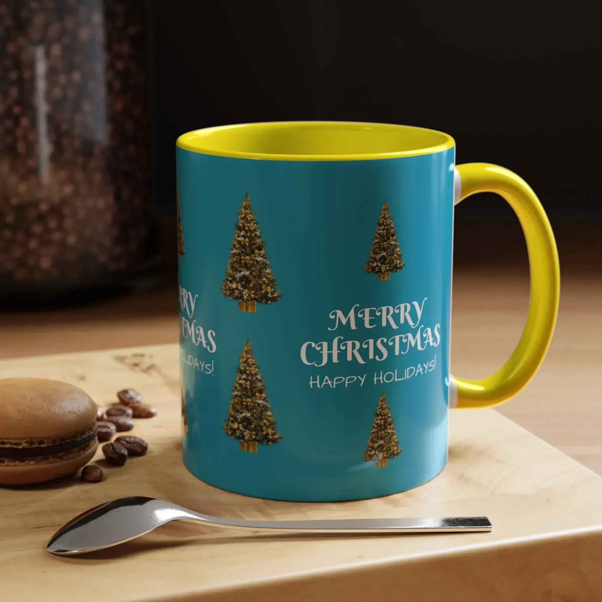 Merry Christmas and Happy Holidays Mug - Accent Coffee Mug (11, 15oz) - KARARMDESIGN