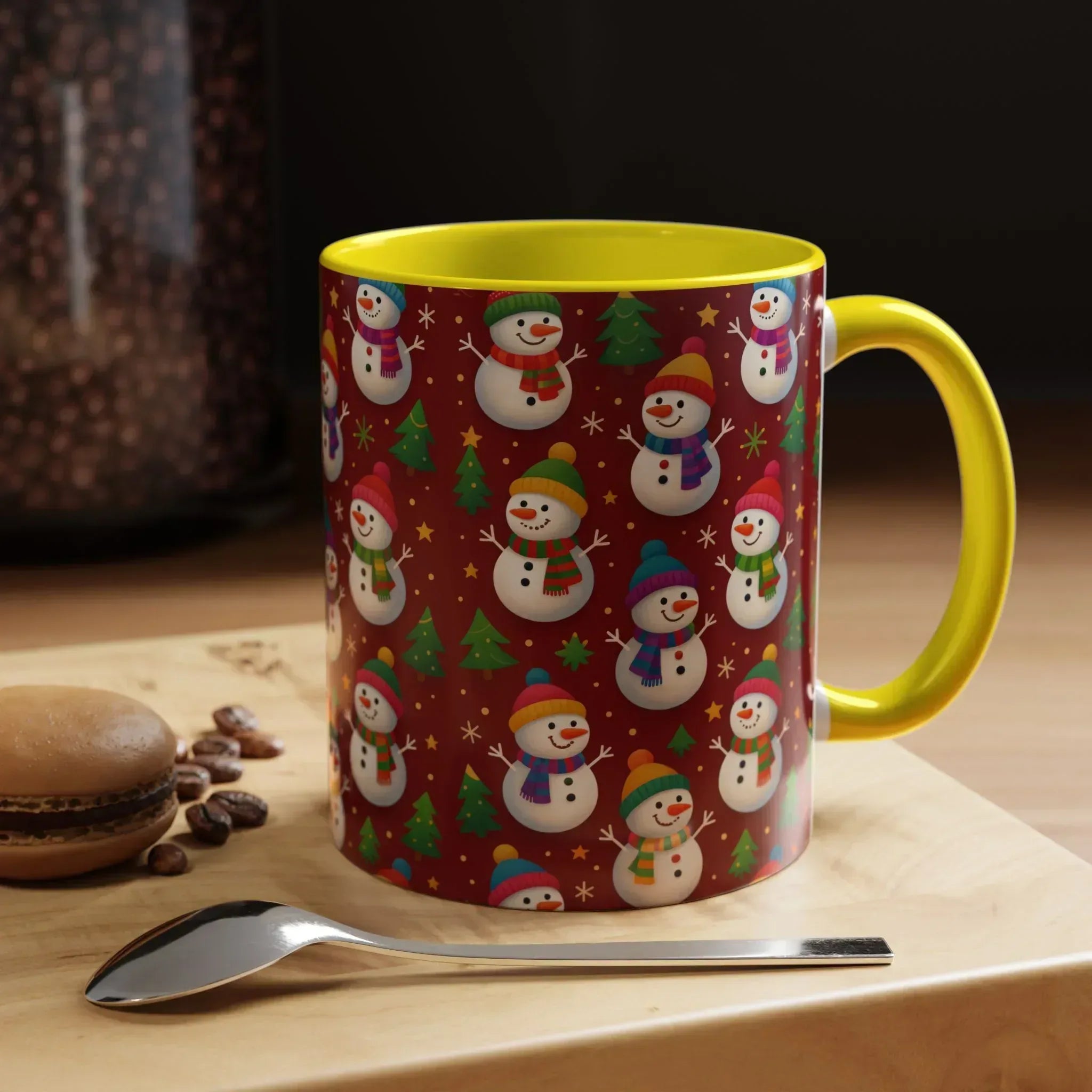 Festive Snowman Parade Accent Coffee Mug (11oz) - KARARMDESIGN