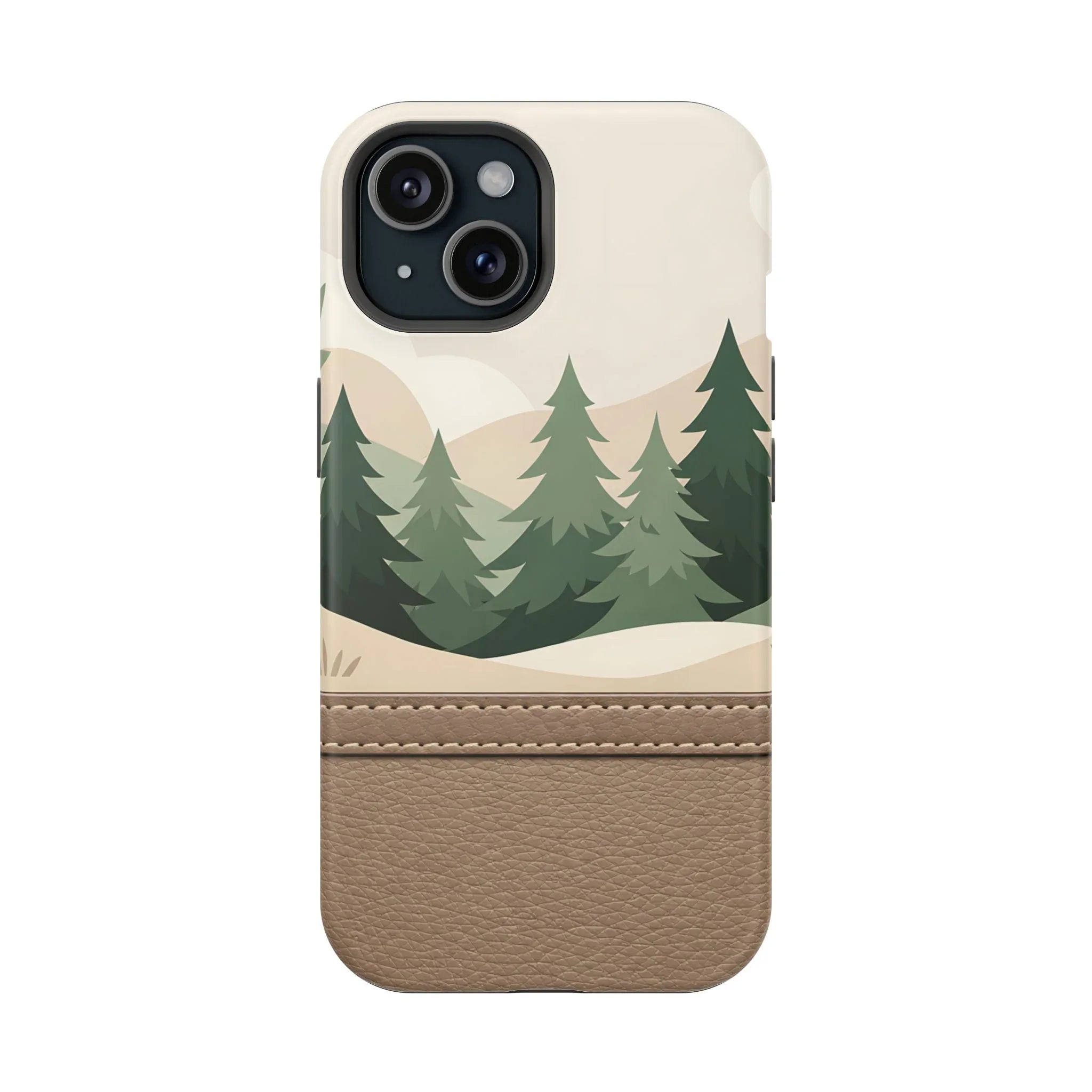 Forest Leather Phone Case for iPhone 11-17 and Galaxy S21-S25 - KARARMDESIGN