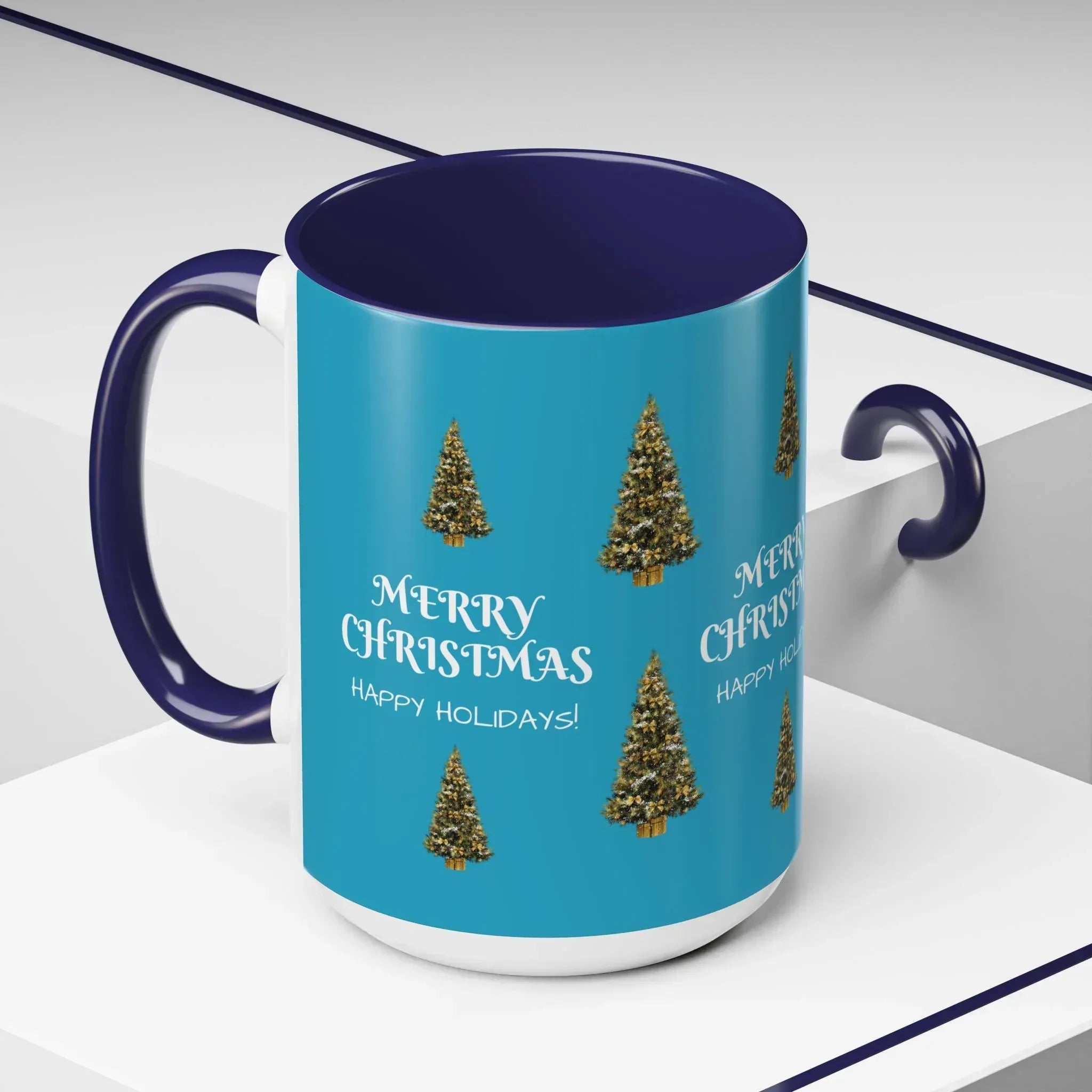 Merry Christmas and Happy Holidays Mug - Accent Coffee Mug (11, 15oz) - KARARMDESIGN