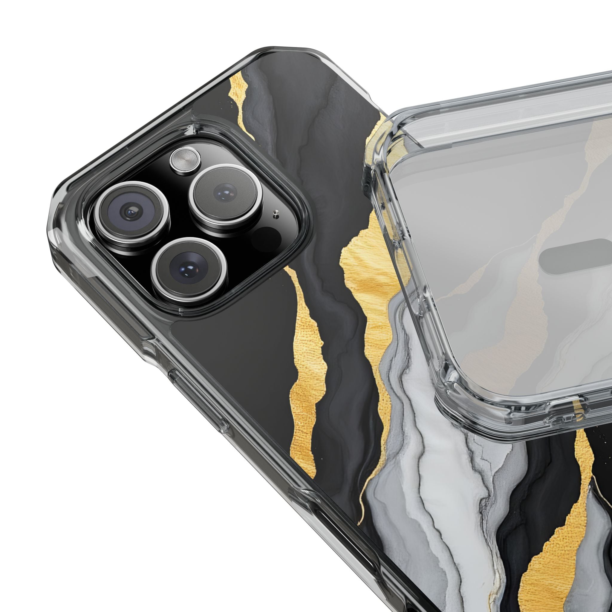 Luxury Black and Gold Marble Magnetic Phone Case for iPhone 14-17