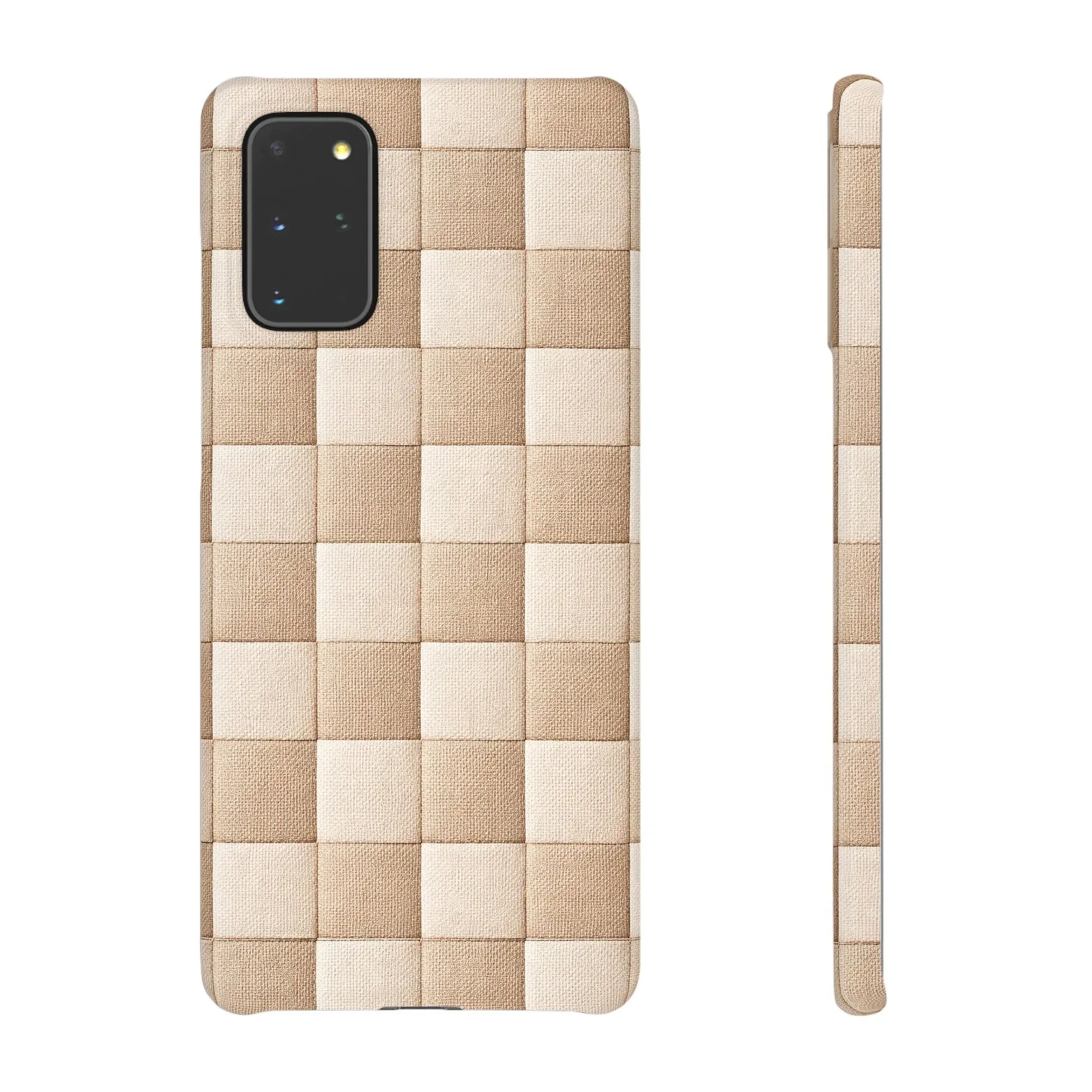 Beige Woven Phone Case for iPhone 11-17 and Galaxy S20-S25 - KARARMDESIGN