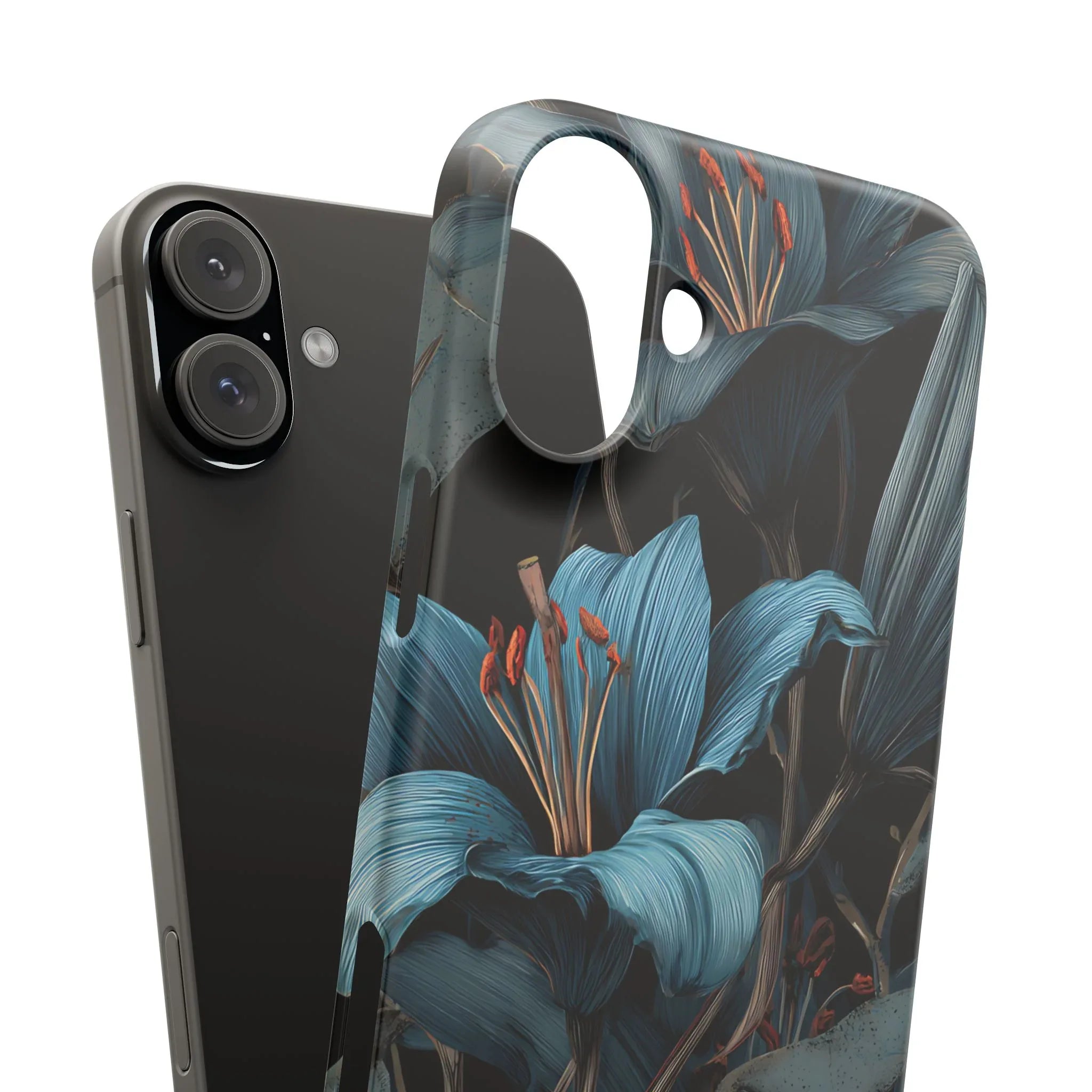 Blue Lily Floral Phone Case for iPhone 11-17 and Galaxy S20-S25 - KARARMDESIGN
