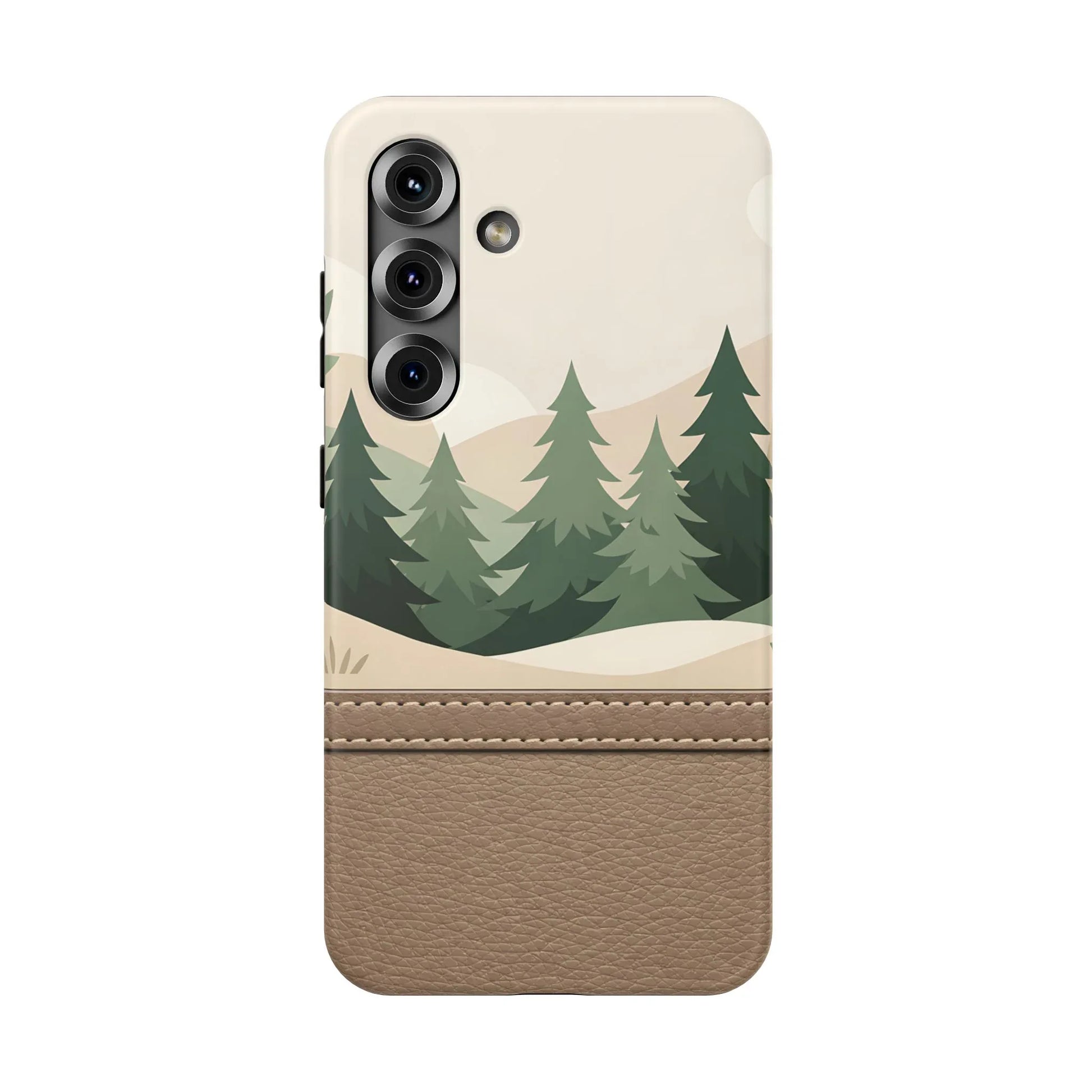 Forest Leather Phone Case for iPhone 11-17 and Galaxy S21-S25 - KARARMDESIGN