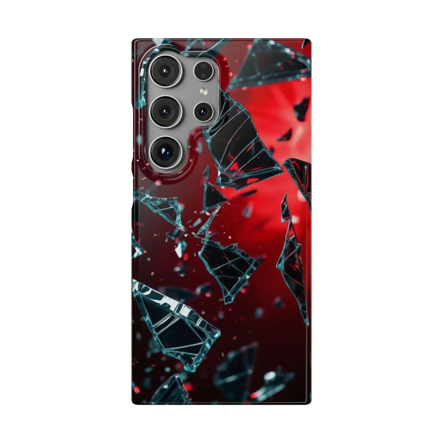 "Crimson Impact" Realistic Glass Shard Snap Phone Case for iPhone 7-16 and Samsung Galaxy S10-S24 Models - KarArmDesign