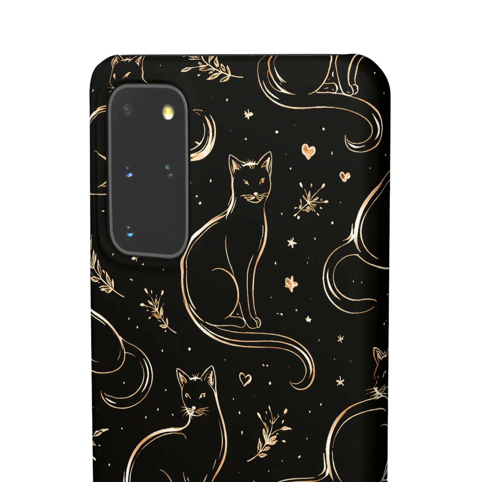 Golden Cat Pattern Phone Case for iPhone 11–17 & Galaxy S21–S25 - KARARMDESIGN