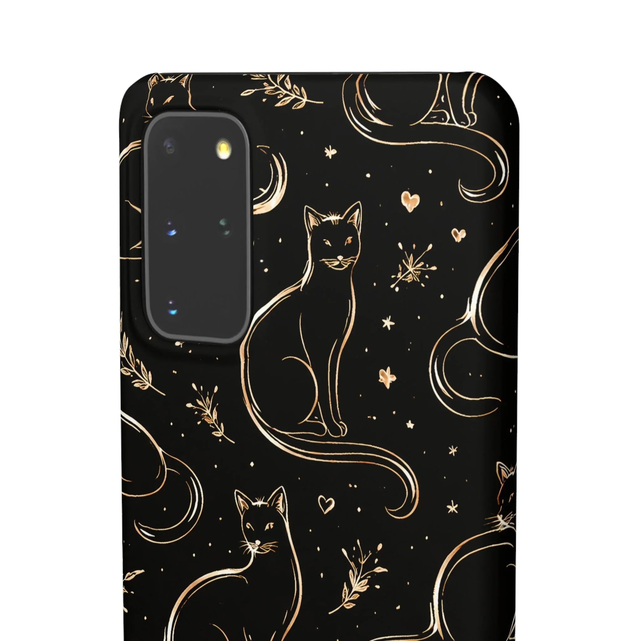 Golden Cat Pattern Phone Case for iPhone 11–17 & Galaxy S21–S25 - KARARMDESIGN