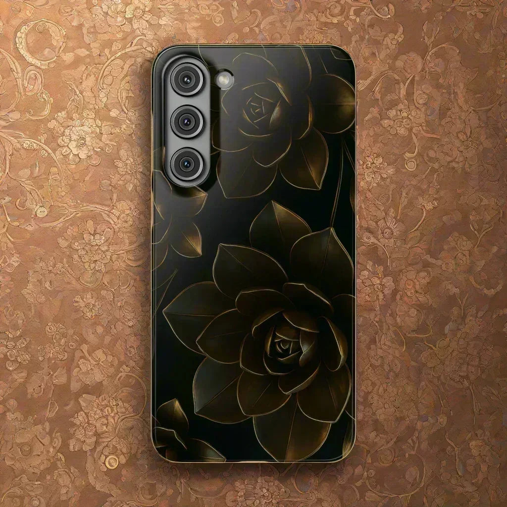 Metal Flower Phone Case for iPhone 8-16 and Galaxy S20-S24 - KARARMDESIGN