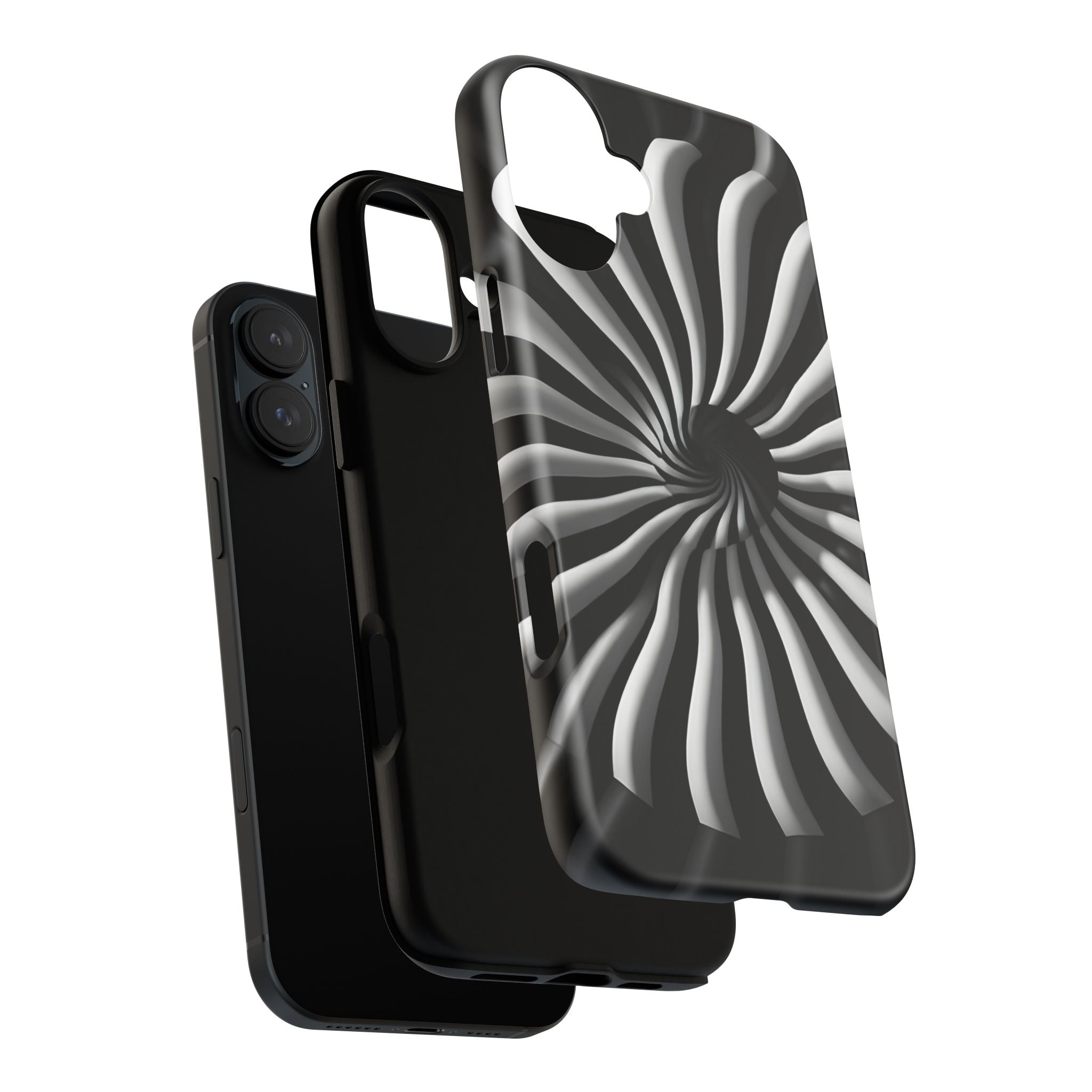 Hypnotic Black and White Spiral Phone Case – Optical Illusion Design for iPhone & Galaxy