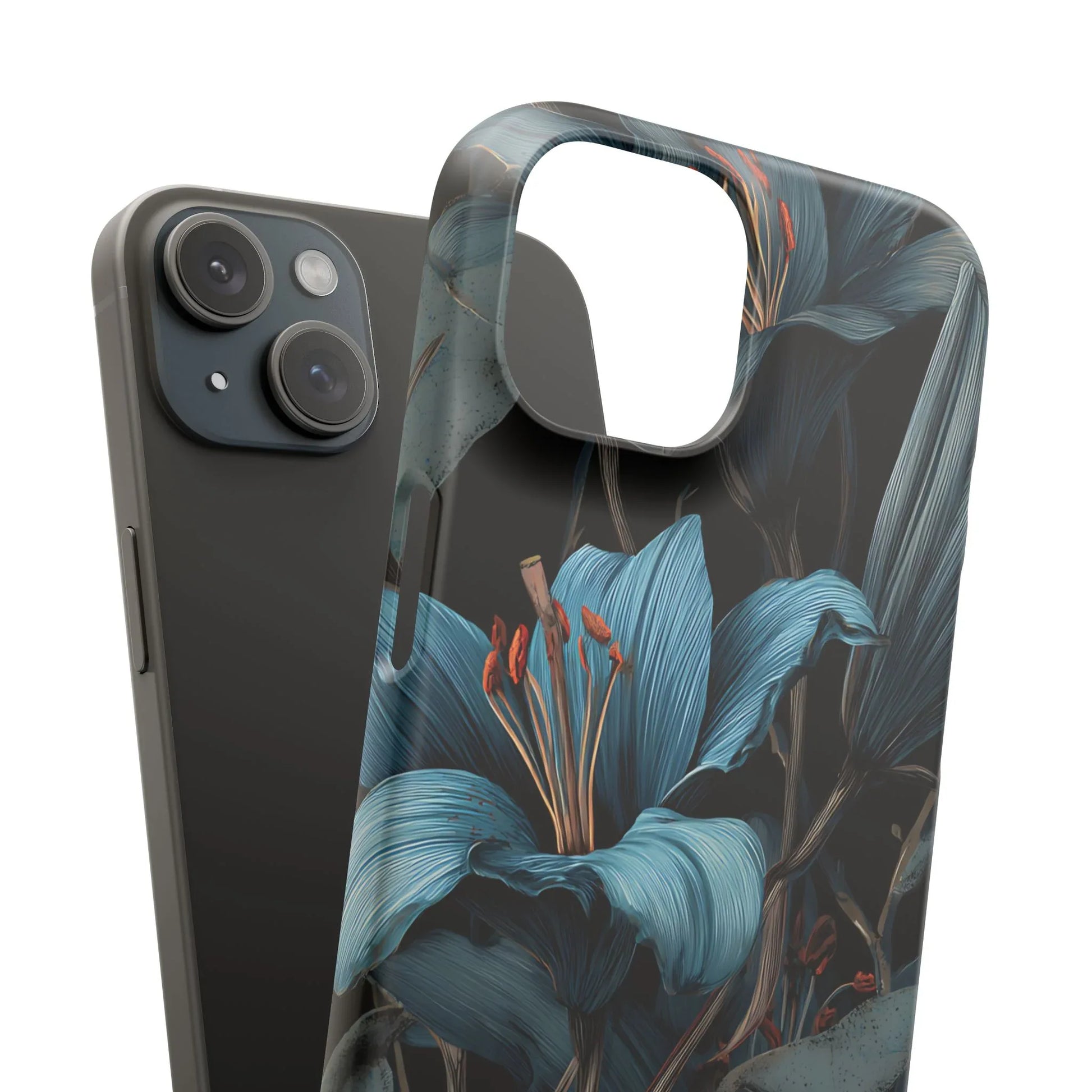 Blue Lily Floral Phone Case for iPhone 11-17 and Galaxy S20-S25 - KARARMDESIGN