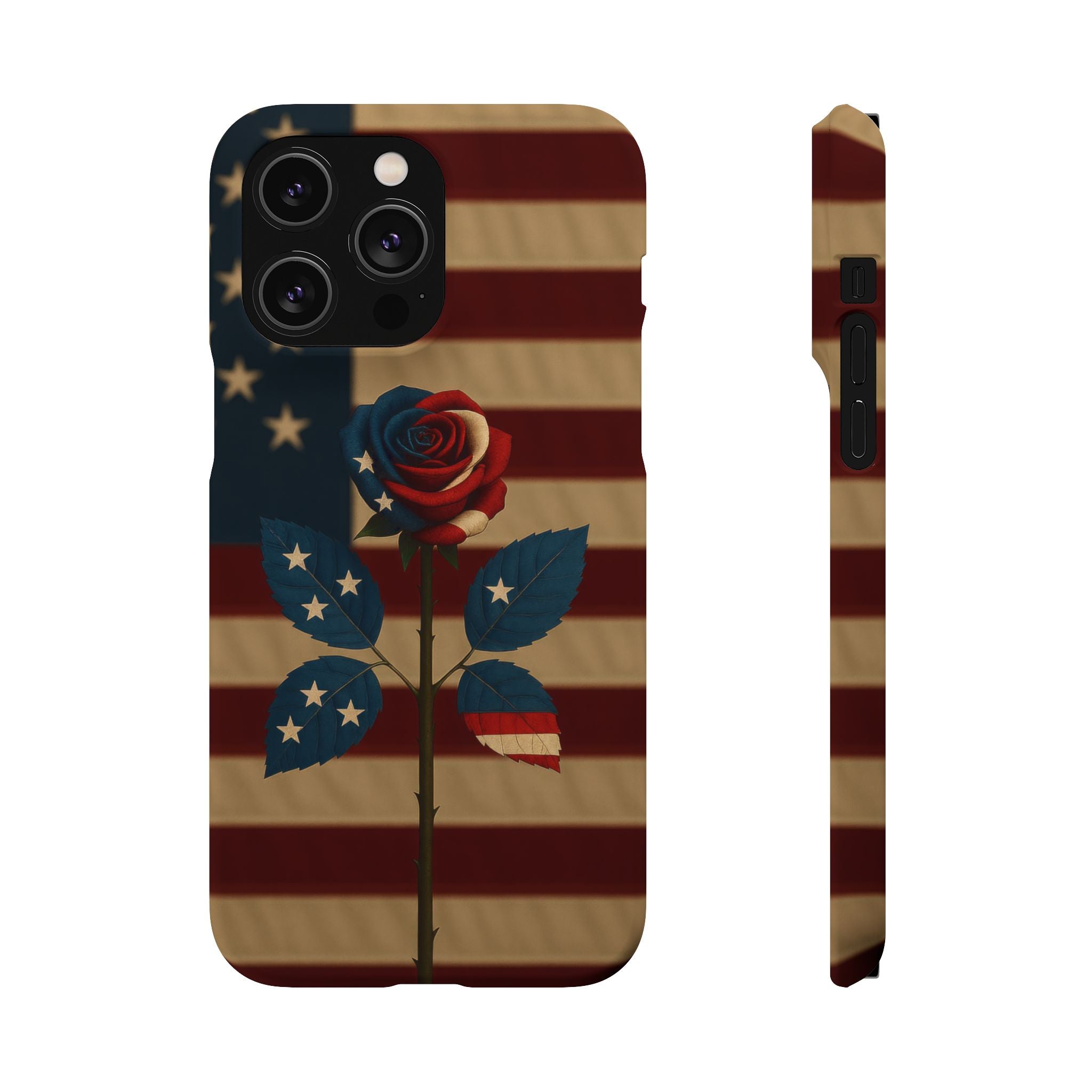 American Rose Flag Phone Case for iPhone 8-17 and Galaxy S20-S26