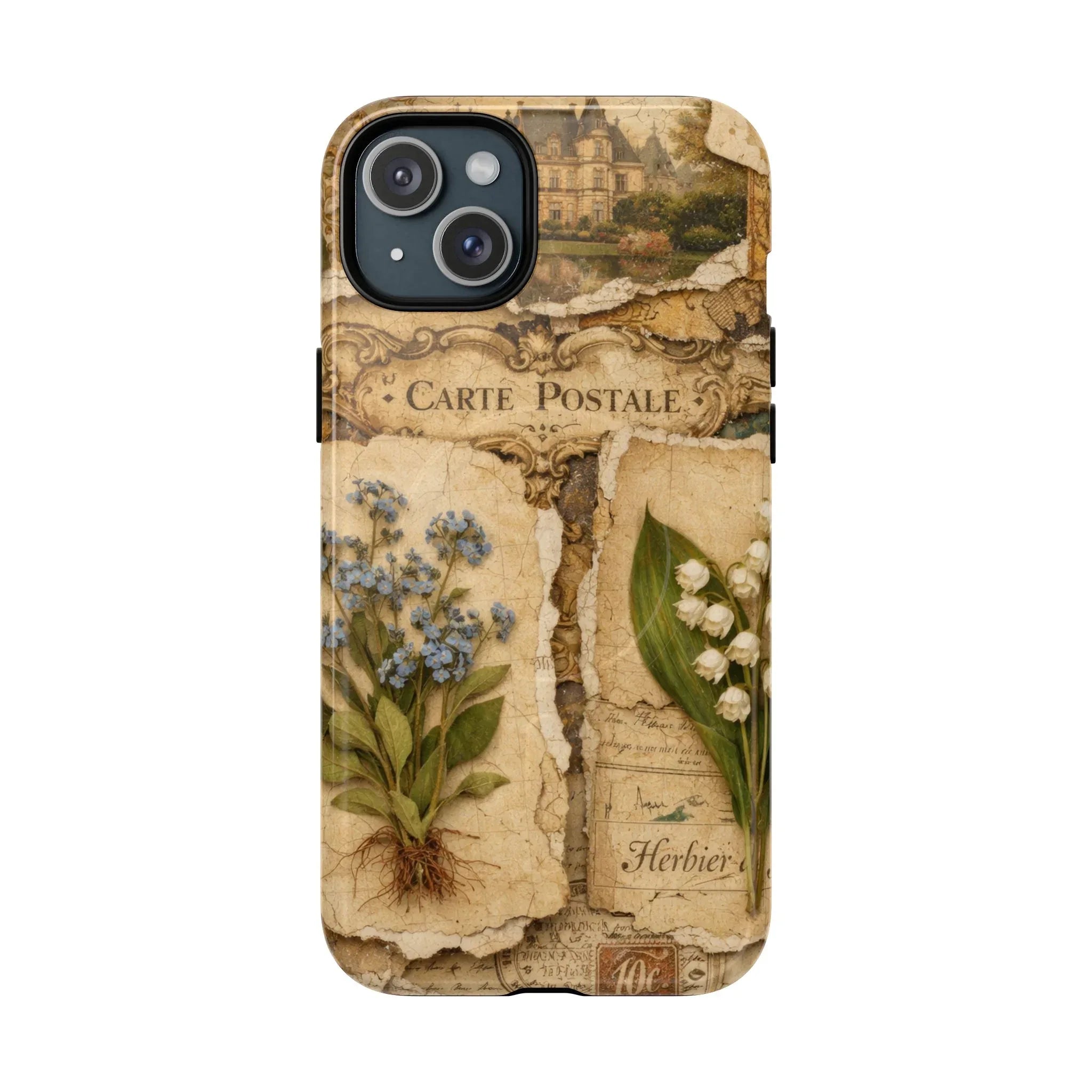 Vintage Botanical Postcard Phone Case for iPhone 13-17 - KARARMDESIGN