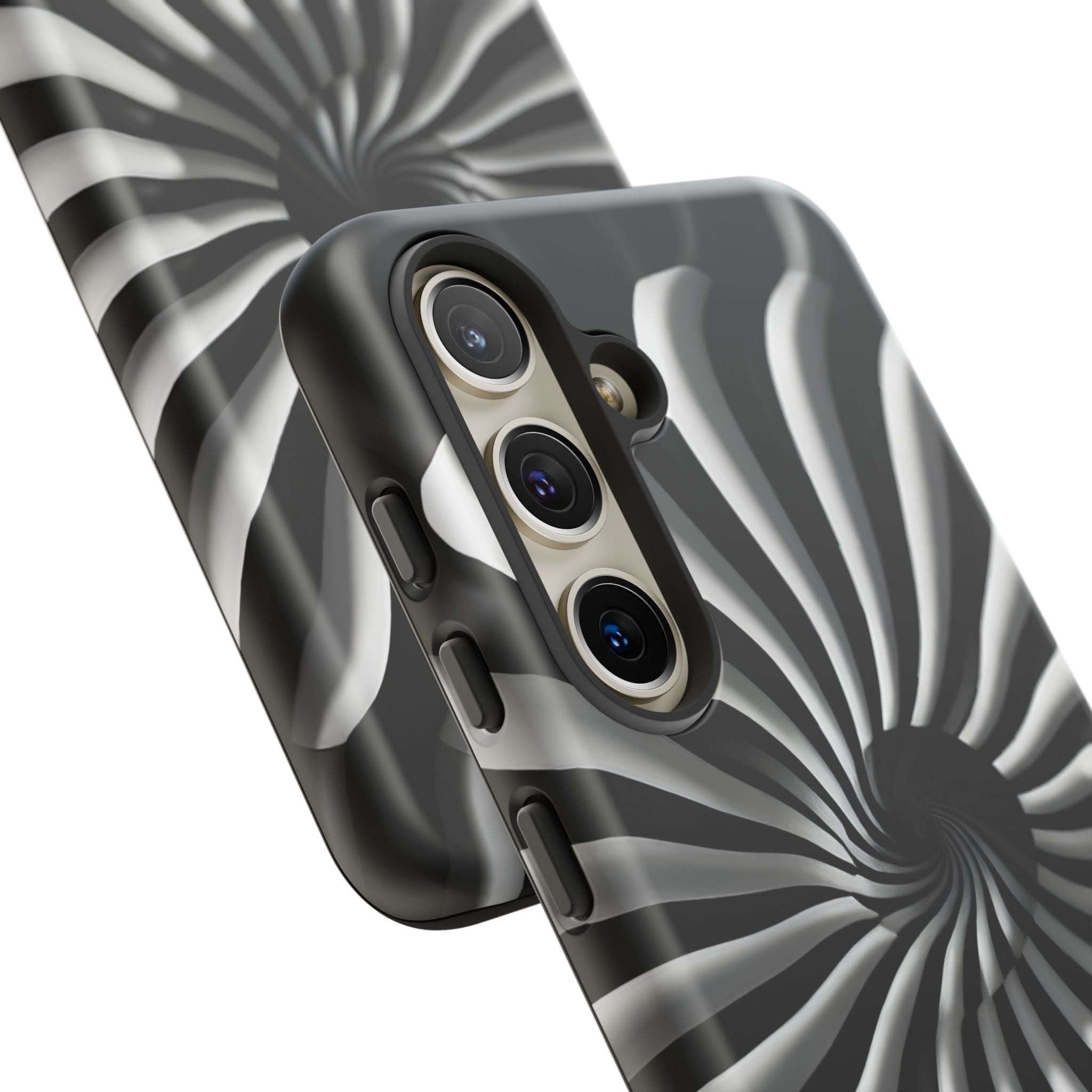 Hypnotic Black and White Spiral Phone Case – Optical Illusion Design for iPhone & Galaxy