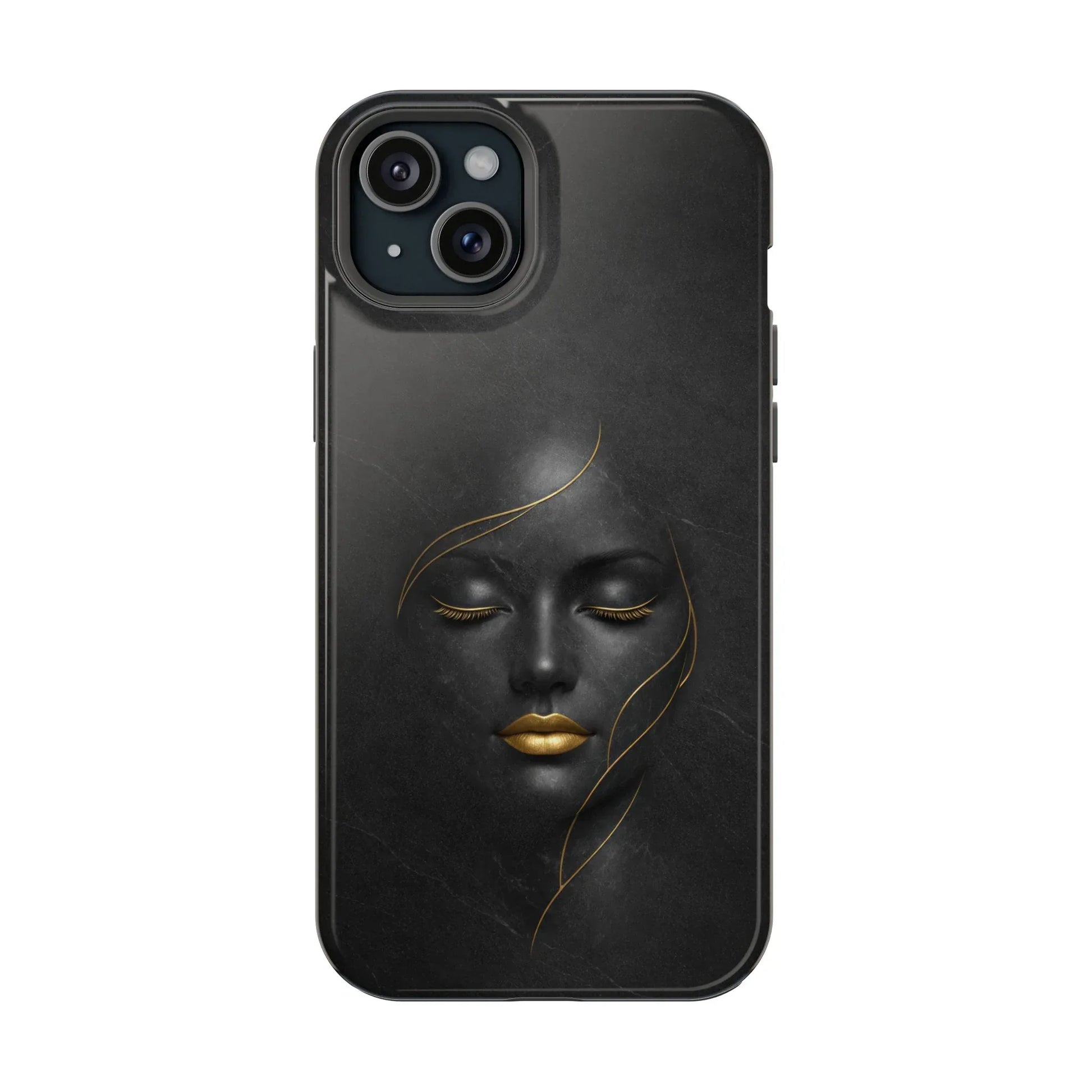 Black Gold Face Phone Case for iPhone 13-17 - KARARMDESIGN
