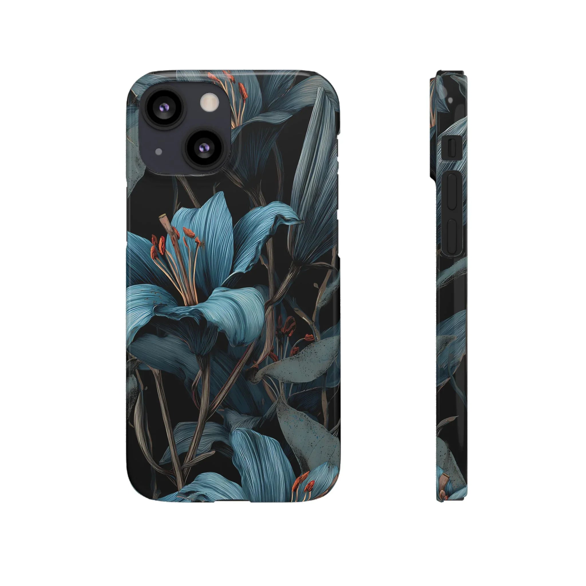 Blue Lily Floral Phone Case for iPhone 11-17 and Galaxy S20-S25 - KARARMDESIGN
