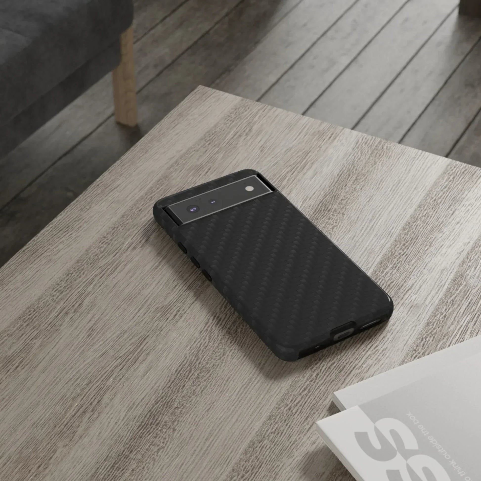 Black Carbon Phone Case Tough Case for iPhone 8-16 and Google Pixel up to 9 Models - KarArmDesign