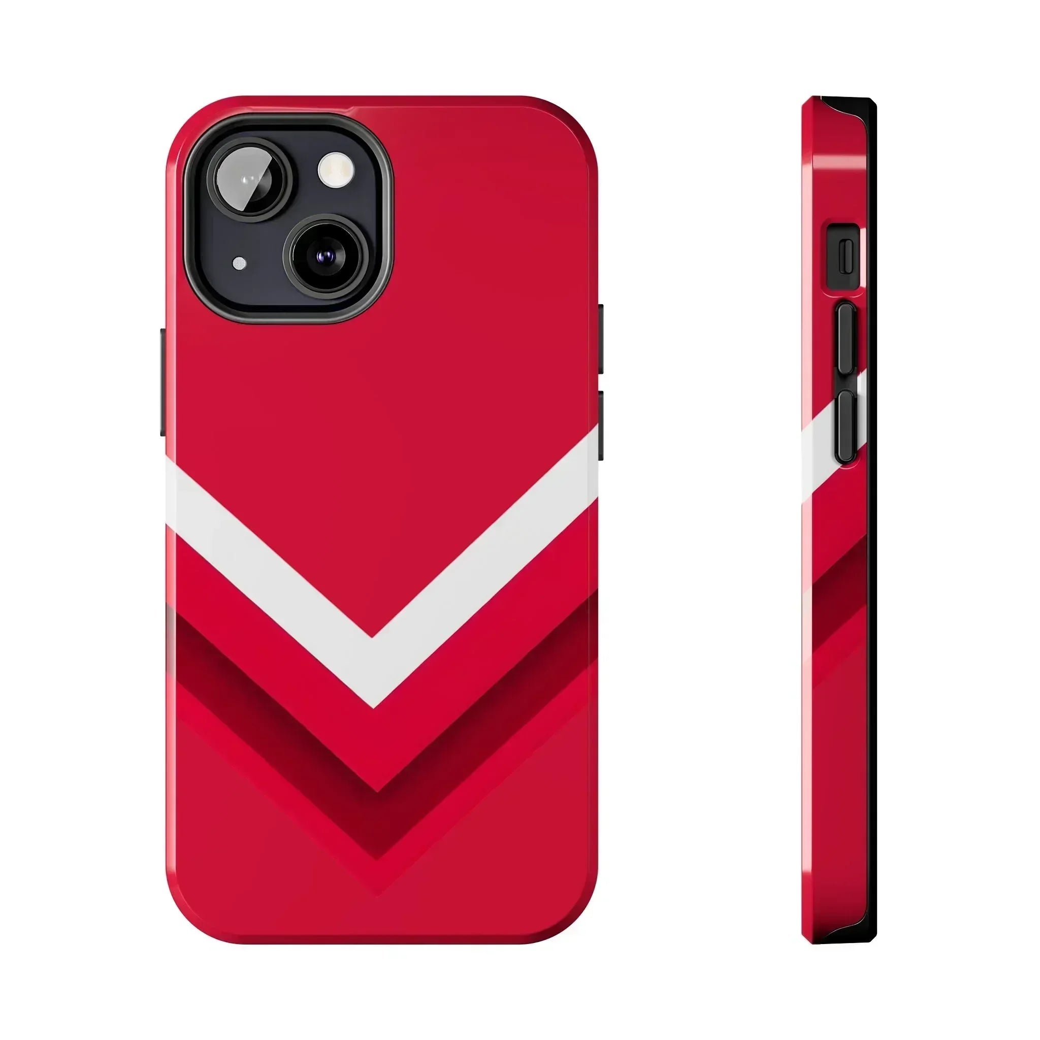 Red Chevron Armor Phone Case for iPhone 11–16 & Galaxy S21–S24 - KARARMDESIGN