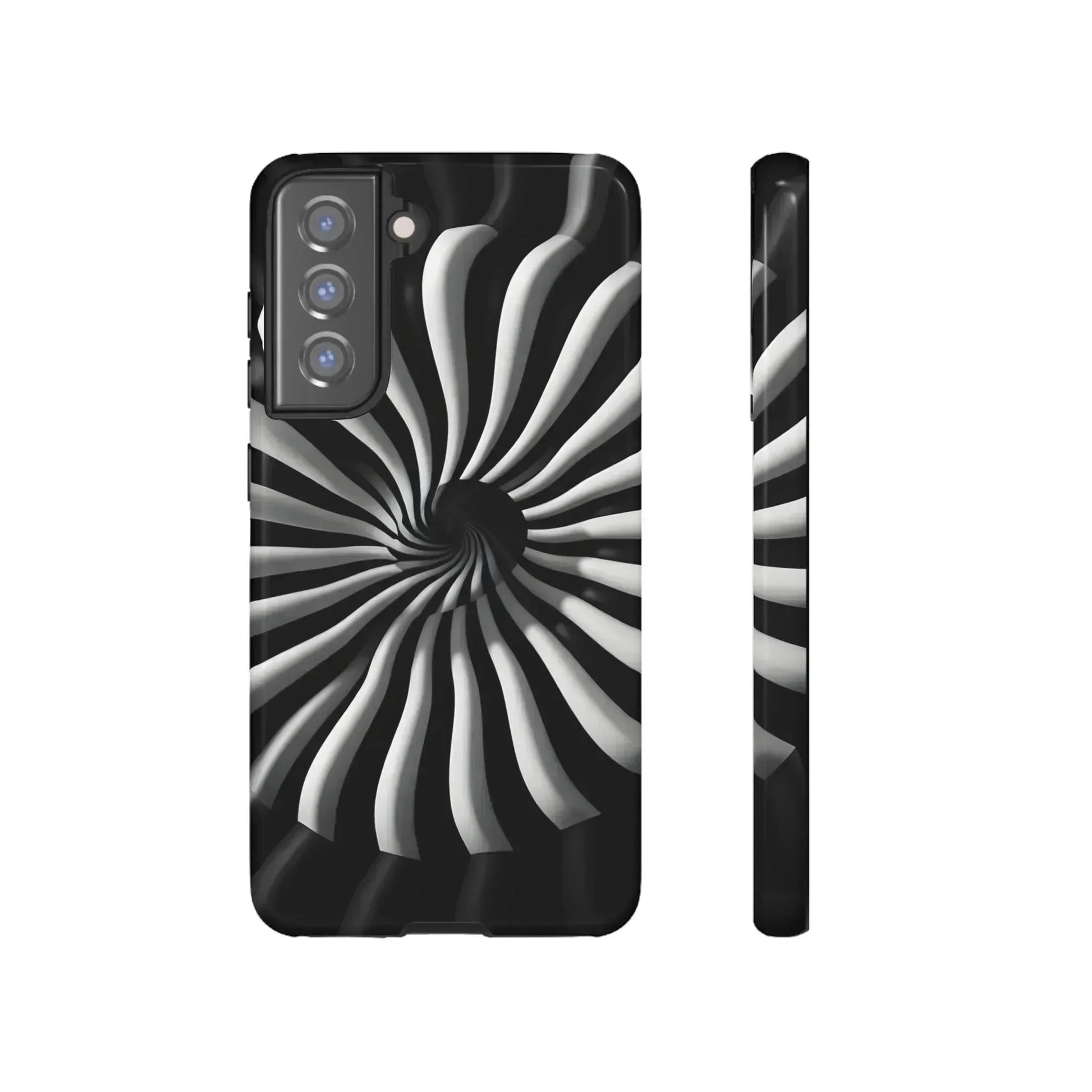 Hypnotic Black and White Spiral Phone Case for iPhone & Galaxy - KARARMDESIGN