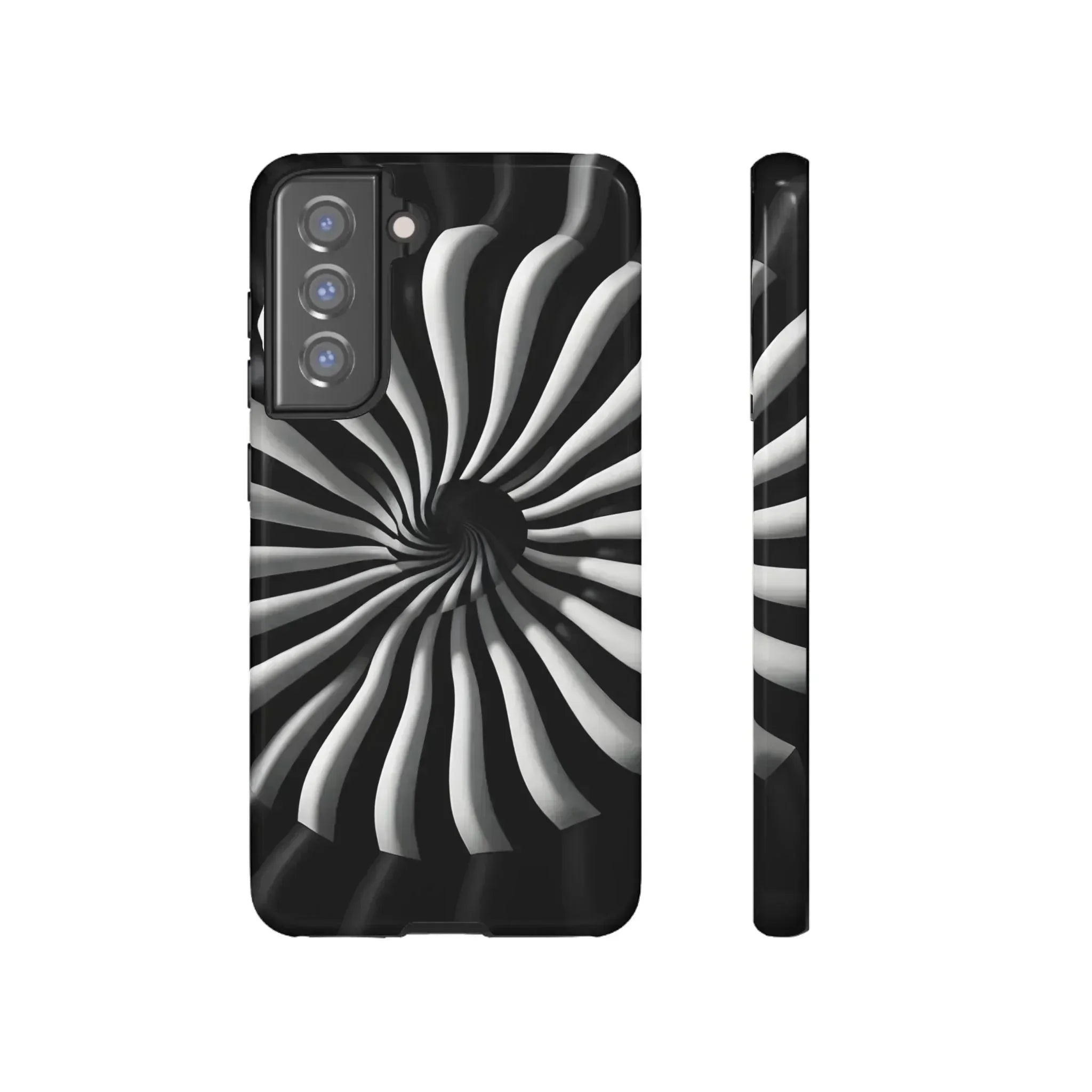 Hypnotic Black and White Spiral Phone Case for iPhone & Galaxy - KARARMDESIGN