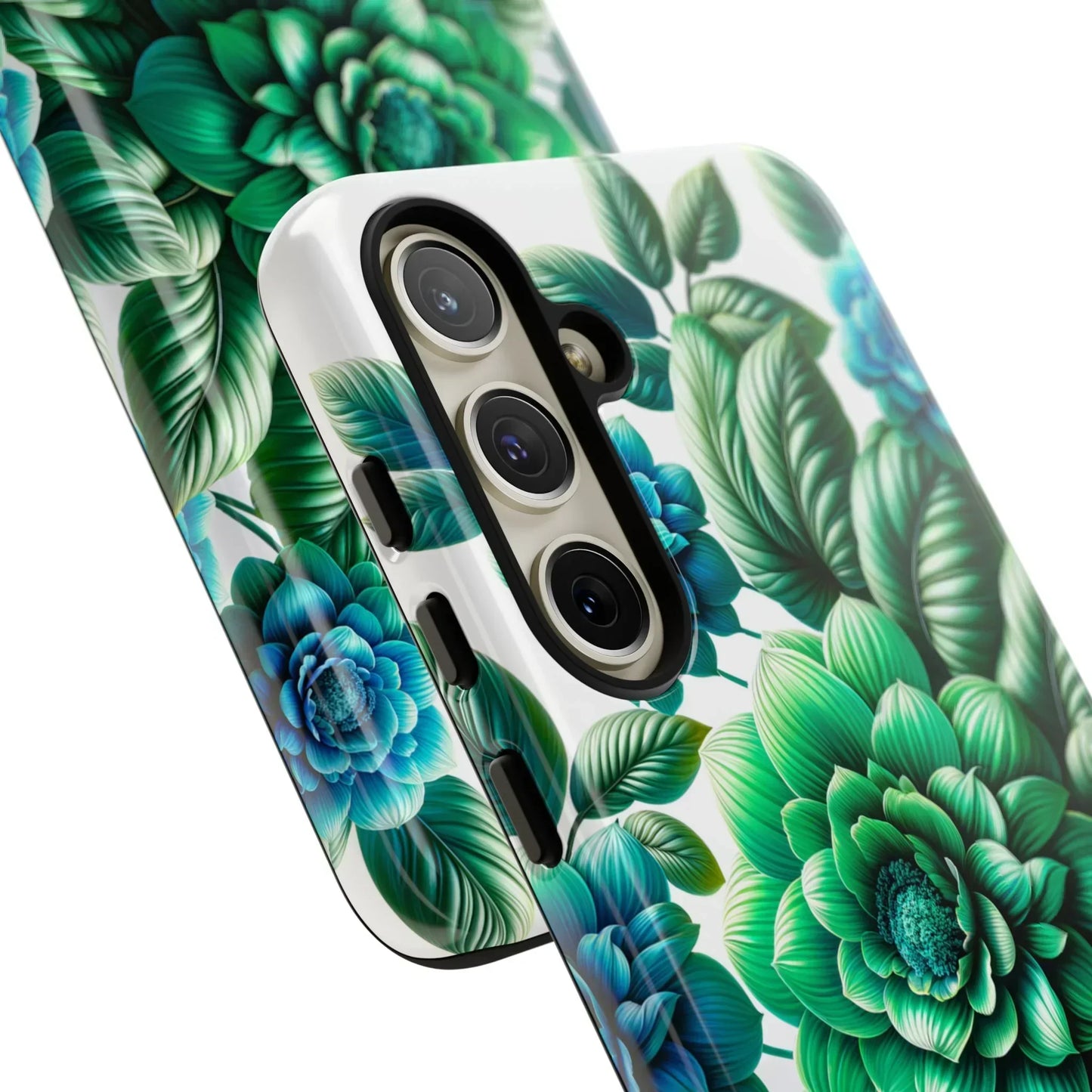 Green and BlueFloral Phone Case for Samsung Galaxy S10-S25 Models - KarArmDesign