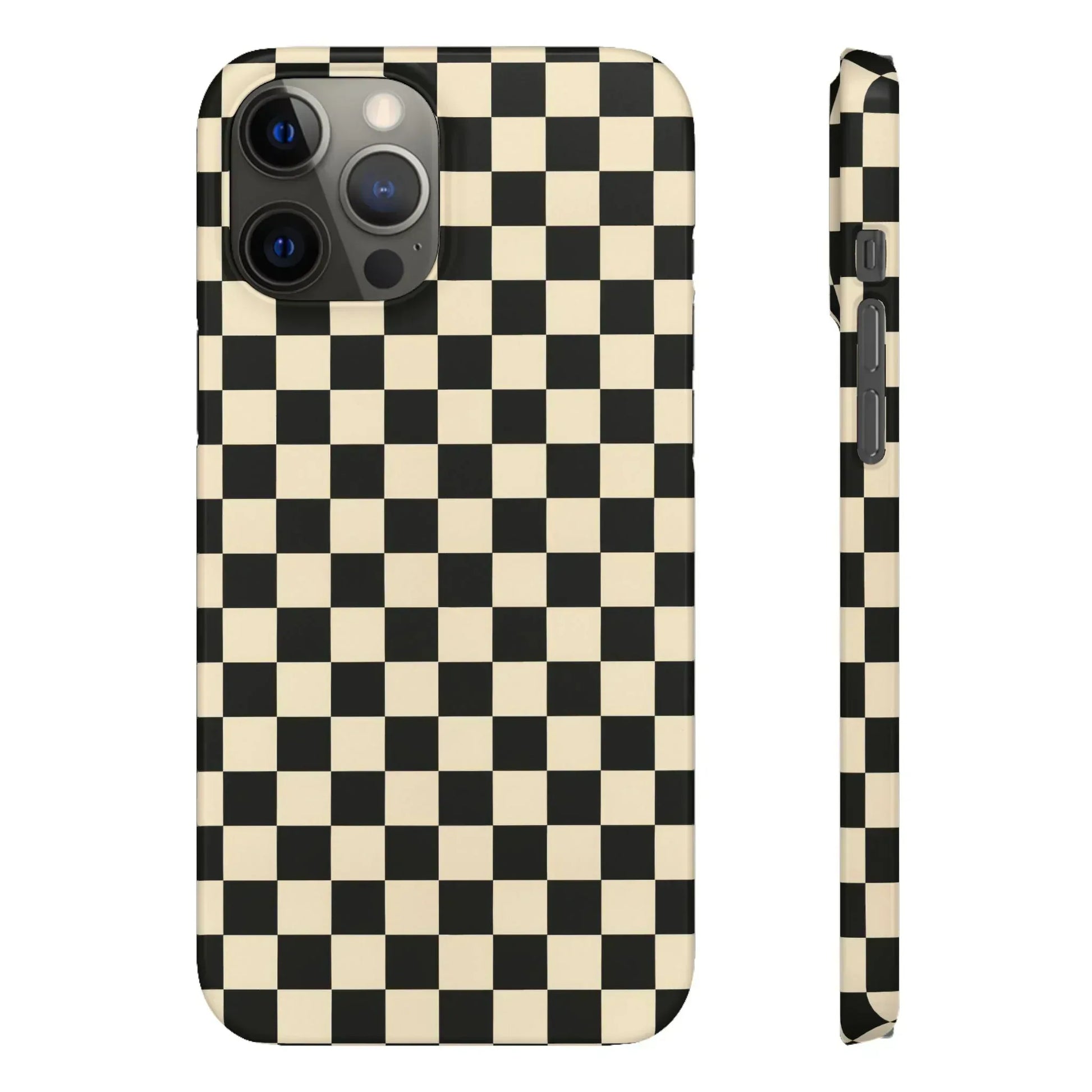 Stylish Matte Checker Phone Case for iPhone 11-17 and Galaxy S20-S25 - KARARMDESIGN